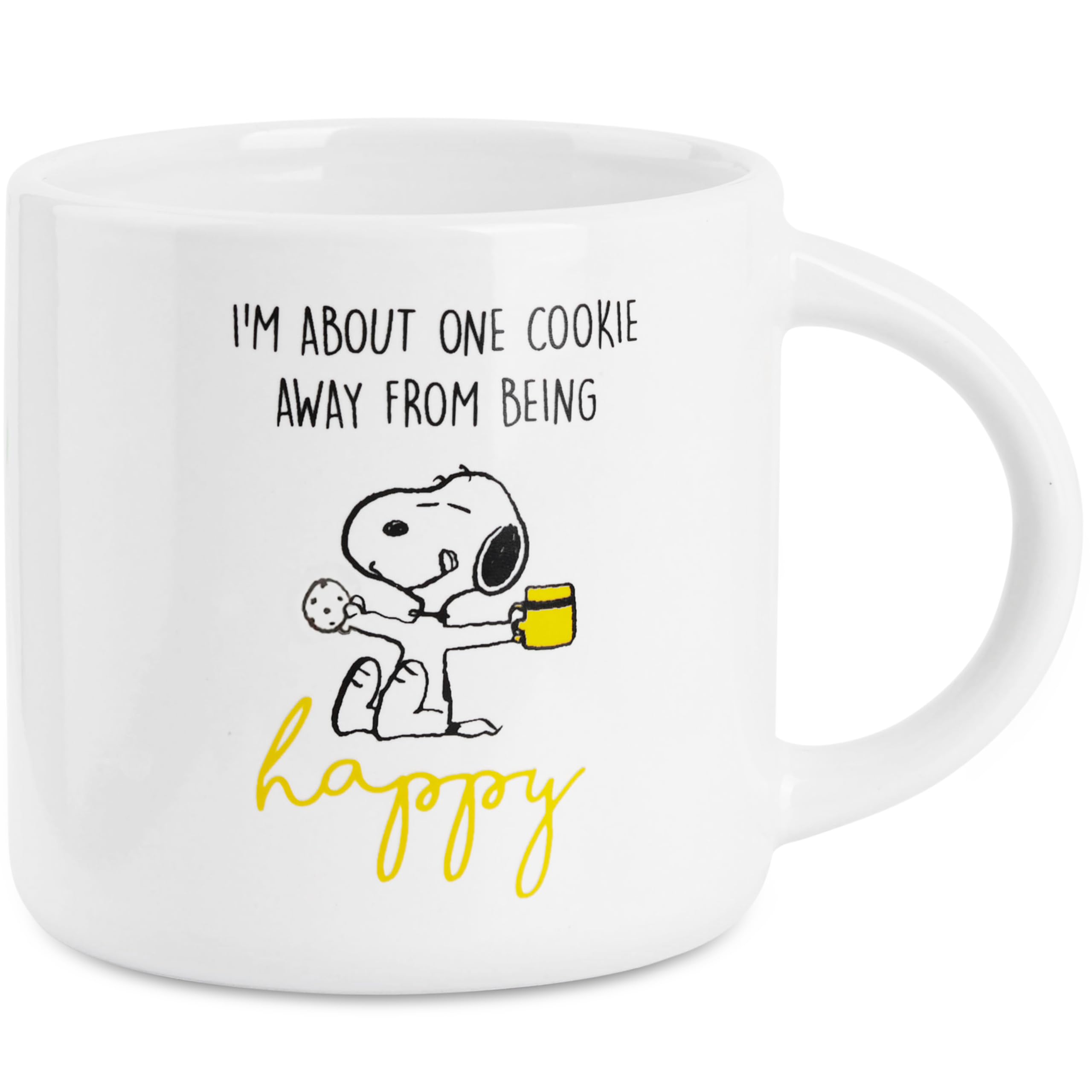 Peanuts Snoopy Coffee Mug Ceramic Mug Cute Cappuccino or Tea Mug for Women Teens Mom Wife Work Office Gifts for Women (White/Yel