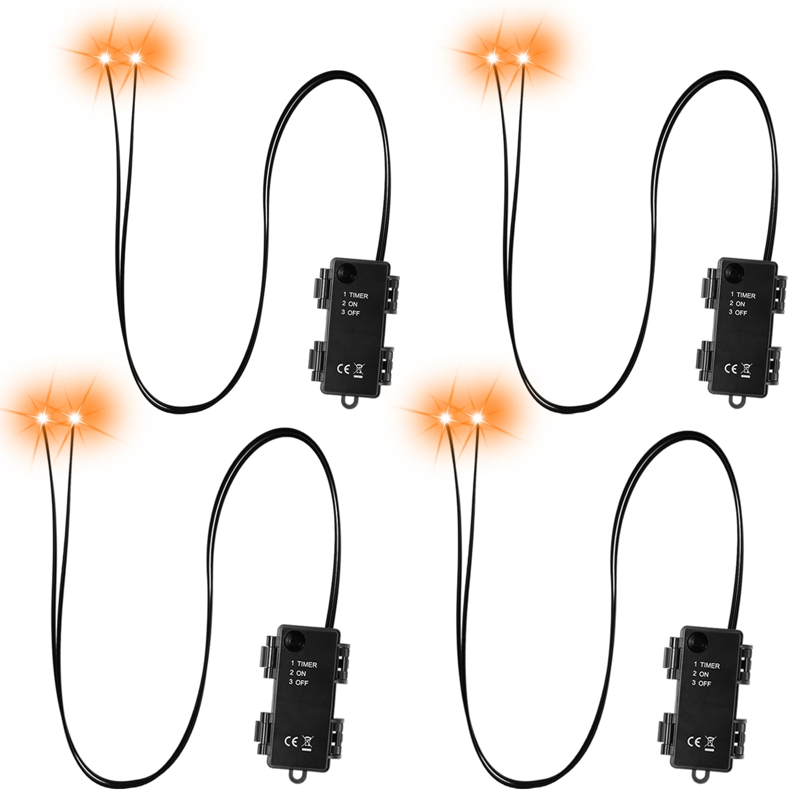 BlissfulTie 4 Pcs LED Glowing Eyes for Halloween, Orange Light up Eyes for Mask Cosplay, Skull, Pumpkin, DIY Horror Props Decora