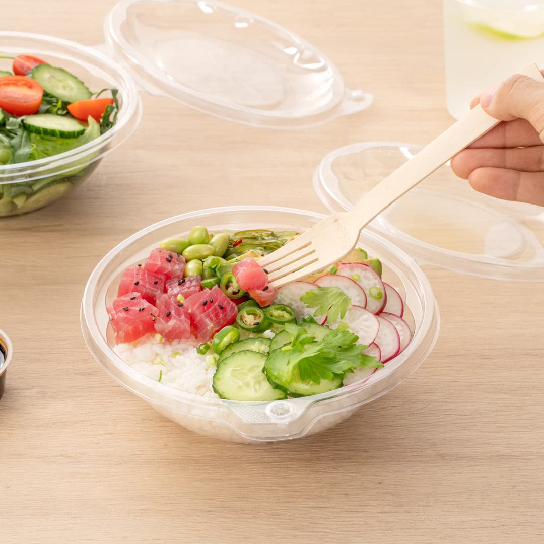 Restaurantware Tamper Tek 24 Ounce Take Out Bowls 100 Tamper-Evident Meal Prep Bowls - Hinged Lid Freezable Clear Plastic To Go