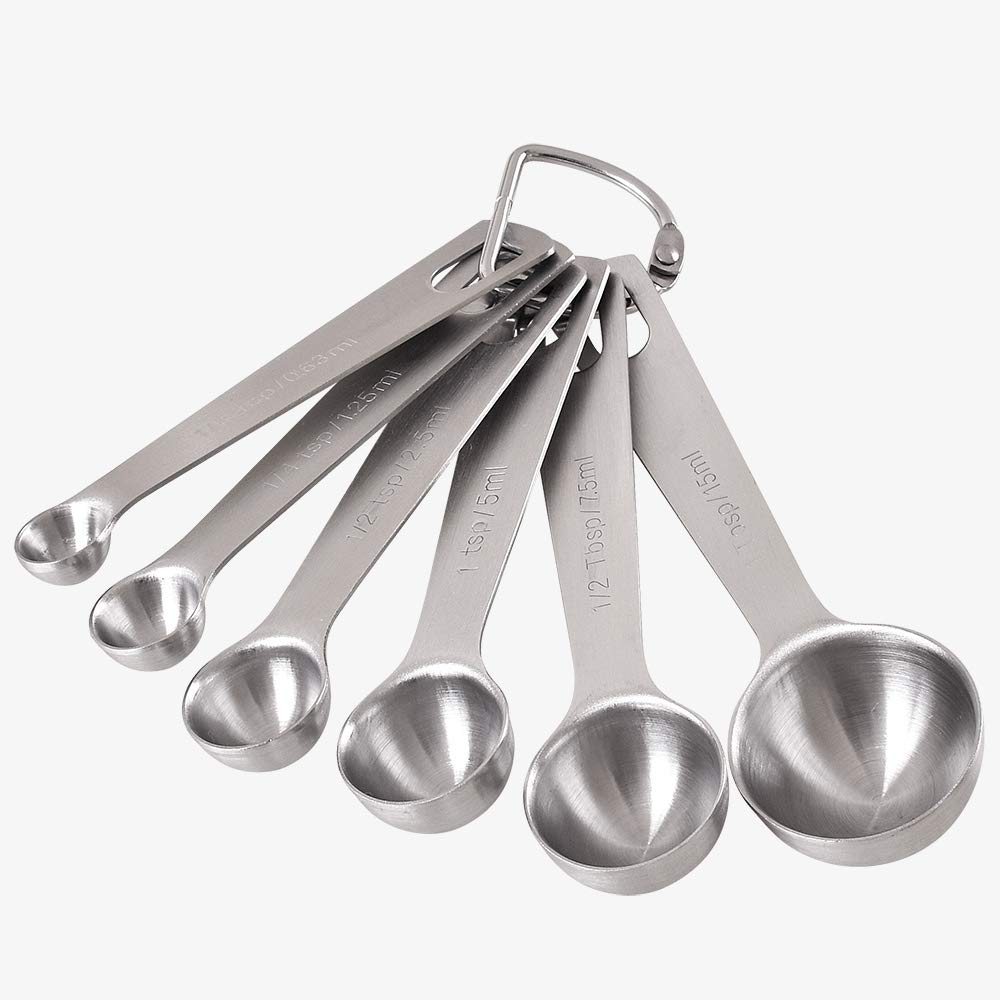 Newk 6 Pcs Measuring Spoons, Stainless Steel Metal Kitchen Measuring Tools Set For Dry And Liquid Ingredients-1/8 Tsp, 1/4 Tsp,