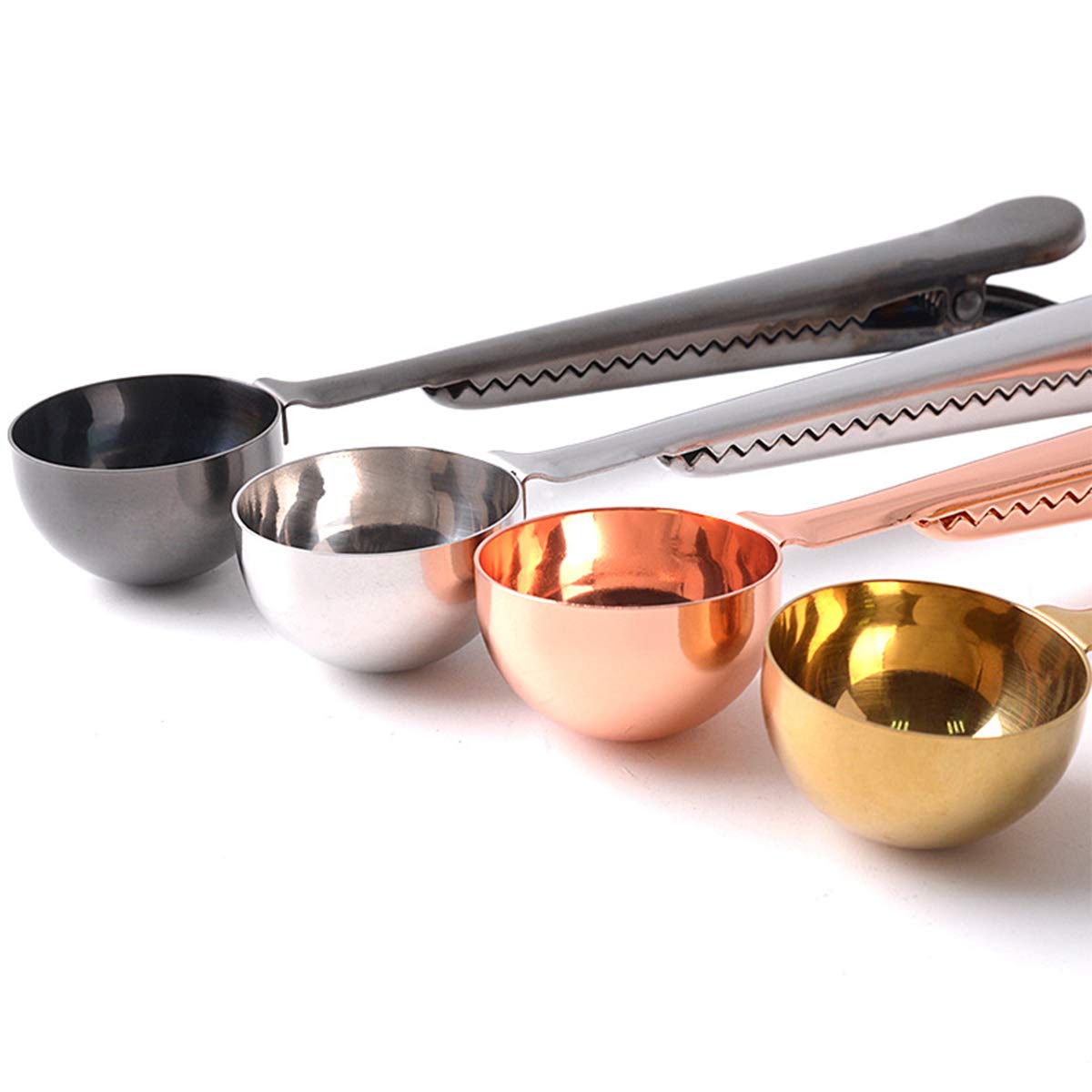 10 Pcs Scoop With Clip,2-In-1 Stainless Steel Coffee Scoop And Bag Clip For Measuring Coffee, Tea,Protein Powder, Instant Drinks
