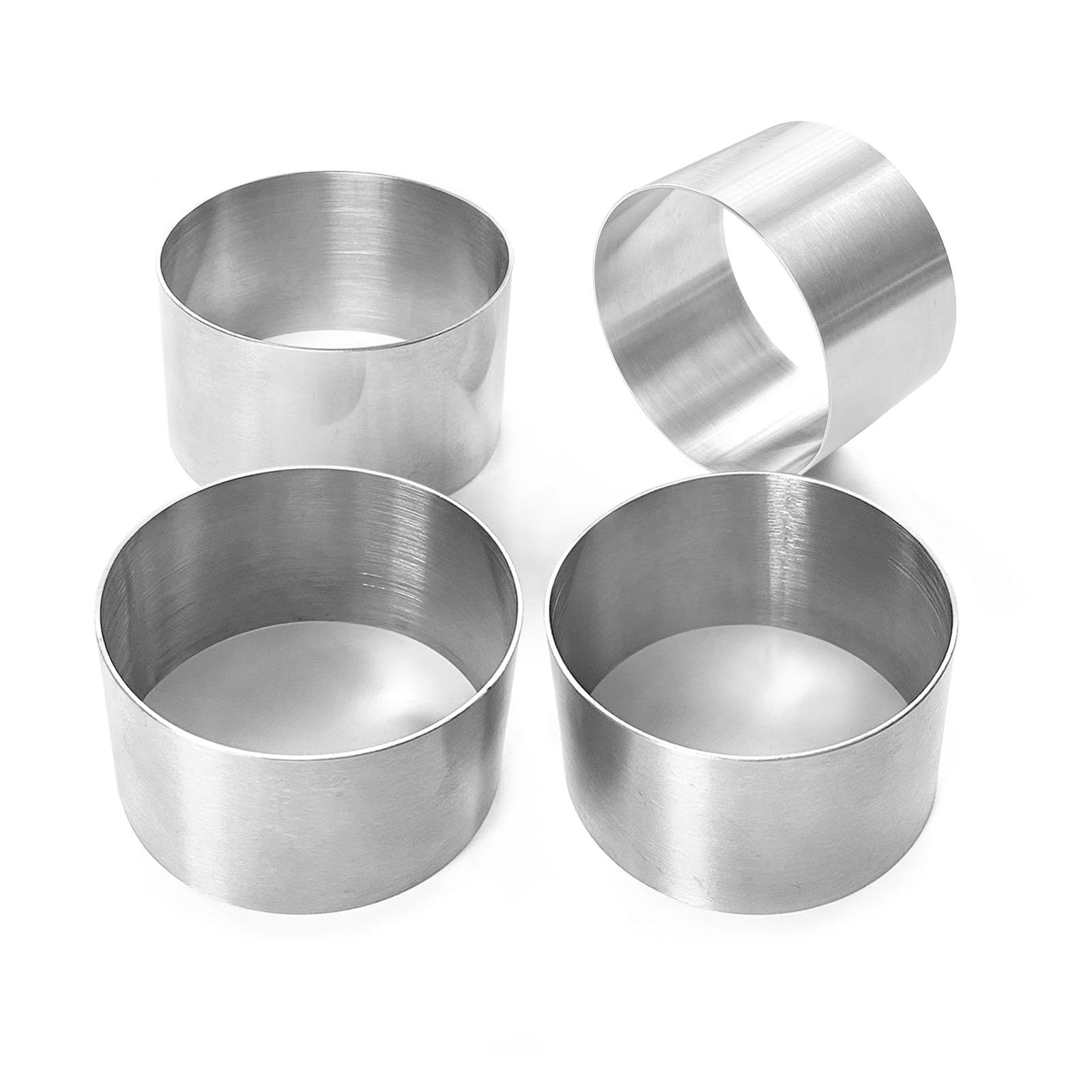 Sunrise Kitchen Supply Plating Forms Stainless Steel Ring Mold Set (3.5'' X 2'' & 3'' X 1.75'') 4 Count