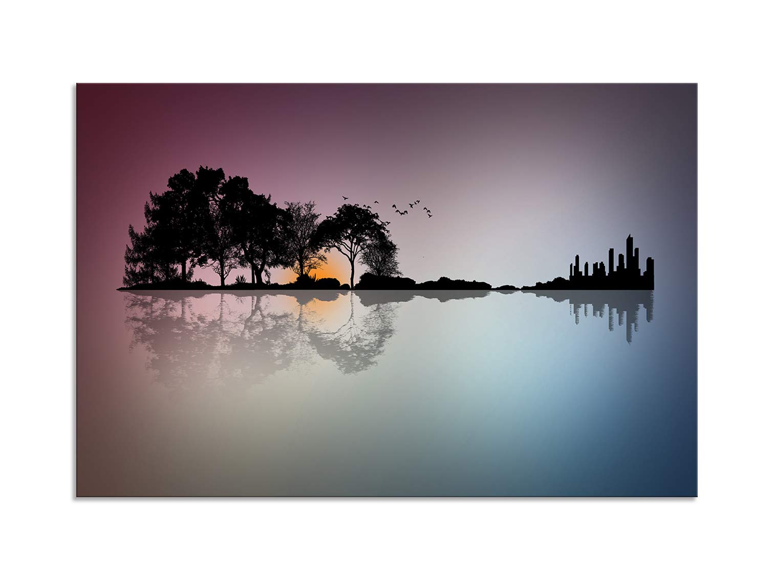 Urttiiyy Modern Blue White Music Abstract Guitar Tree Canvas Paintings Wall Art Home Decor Living Room Hd Printed Painting Frame