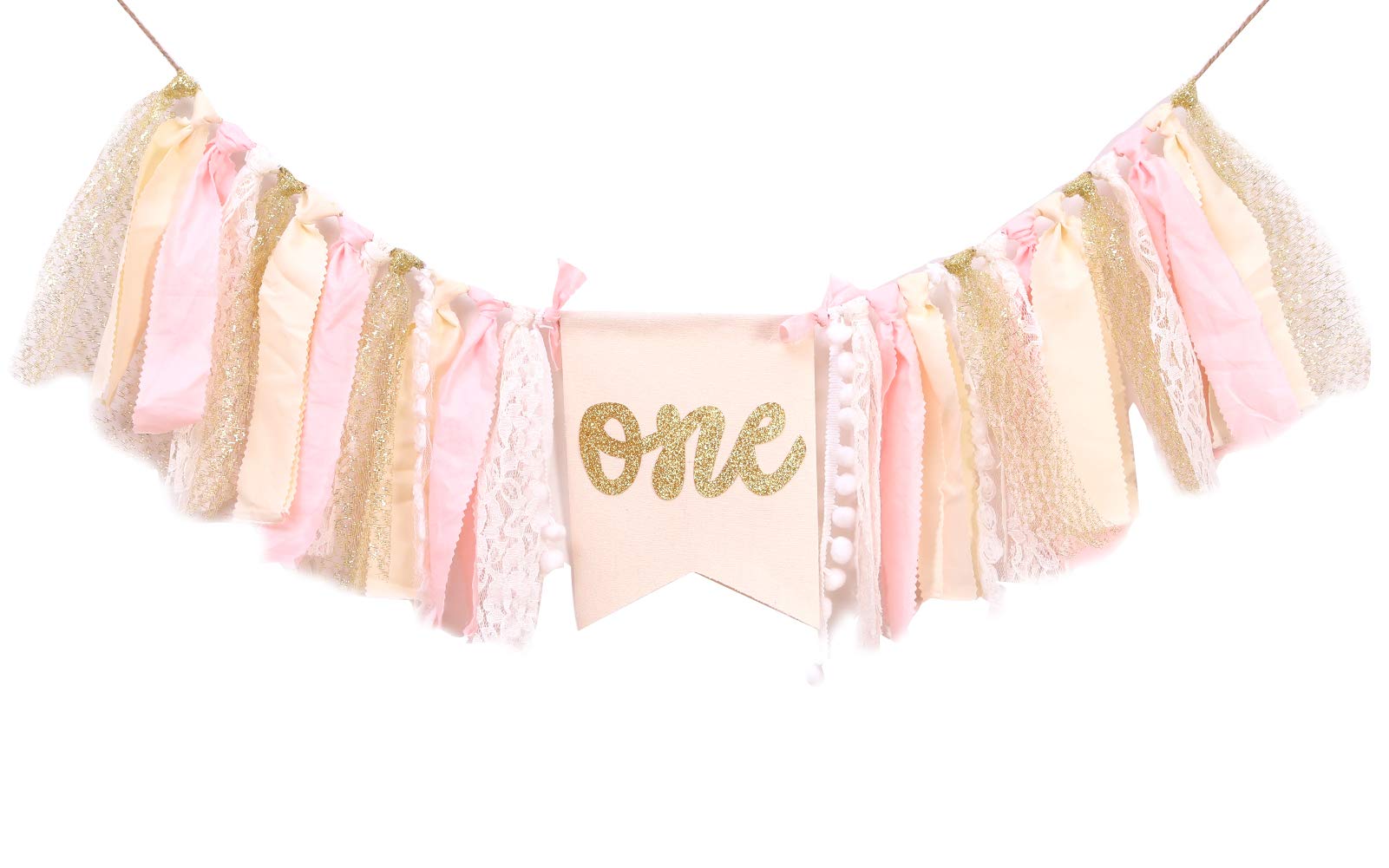Highchair Banner 1St Birthday - Pink Happy Birthday Banner Party Decorations For First Birthday,Best Princess Photo Props For Ba