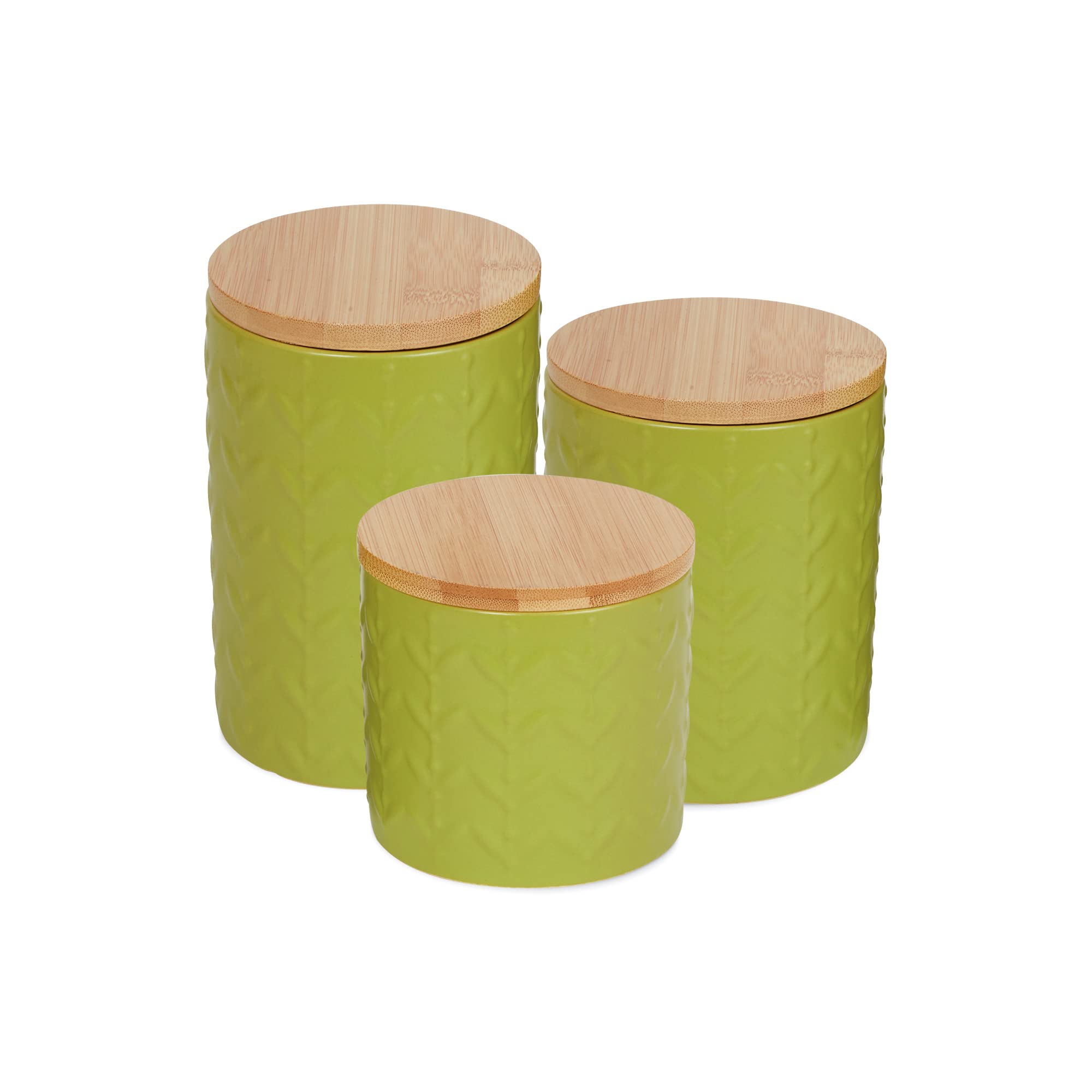 AVOCADO MATTE RETRO VINE TEXTURE CERAMIC CANISTER SET/3