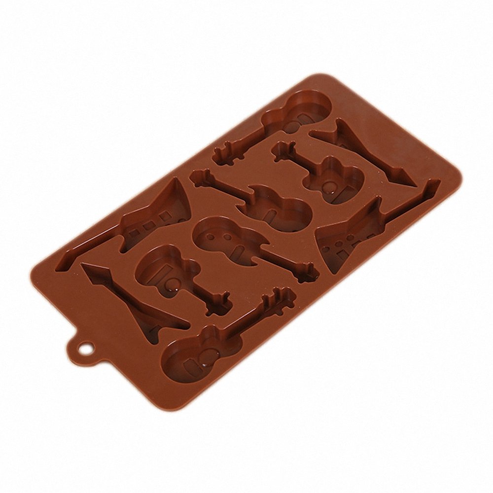 2-Pack Guitar And Musical Note Molds Set - Mold Music Instruments Silicone Mold For Chocolate, Jello Shot, Ice Cubes, Cake Decor
