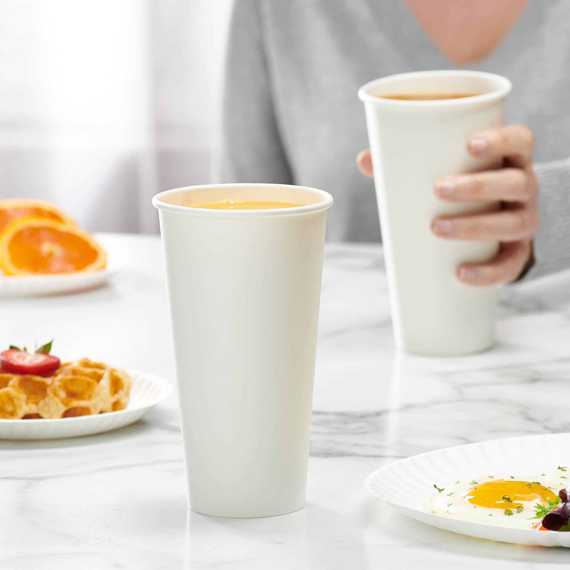Comfy Package [20 Oz. - 100 Count Disposable White Paper Cups, Hot Coffee Cups - Eco-Friendly Hot Cups