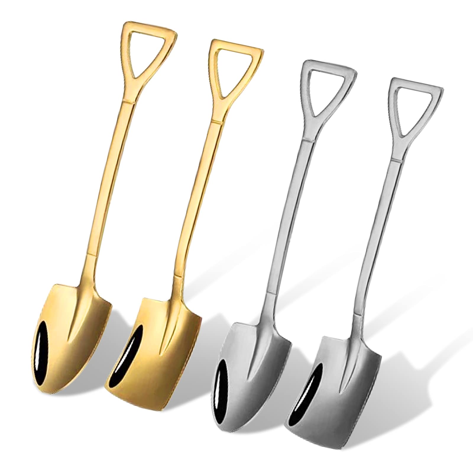 4Pcs Coffee Spoons Serving Spoons Tea Spoons Ice Cream Spoon Stainless Steel Shovel Spoon Spade Spoon Mini Shovel Spoons Tiny Sp