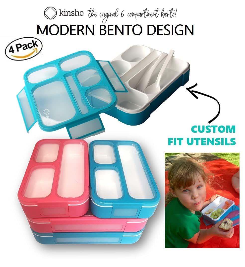 Bento Box Lunch Boxes And Snack Containers For Kids Girls Boys Adults Toddlers, Leak-Resistant Portion Container Kits Bpa Free |
