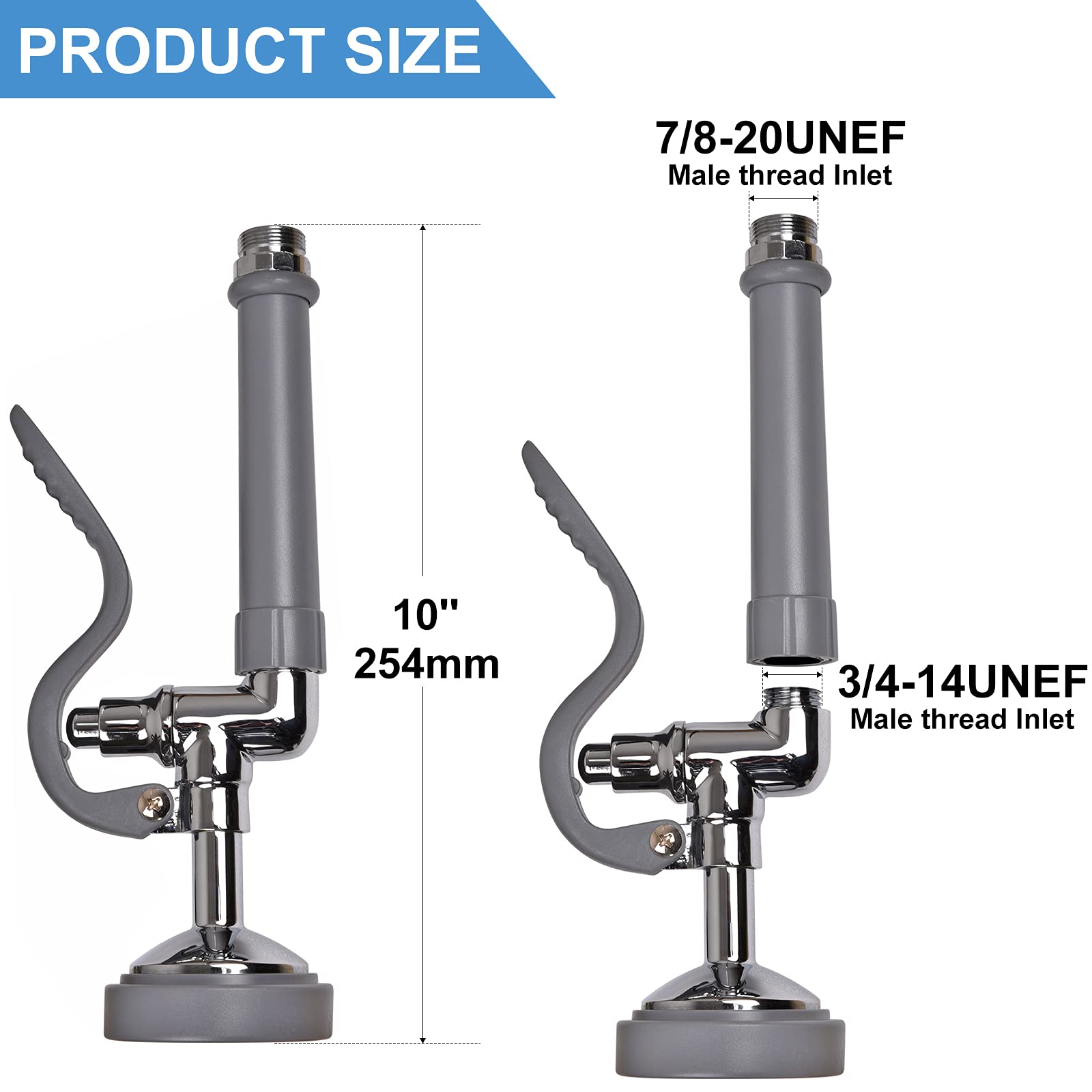 JZBRAIN Pre Rinse Spray Valve Commercial Faucet Sprayer Head 1.42 GPM High Pressure Dish Sprayer Nozzle with Hand Pull Down Sprayer Chrome Brushed (Gray)