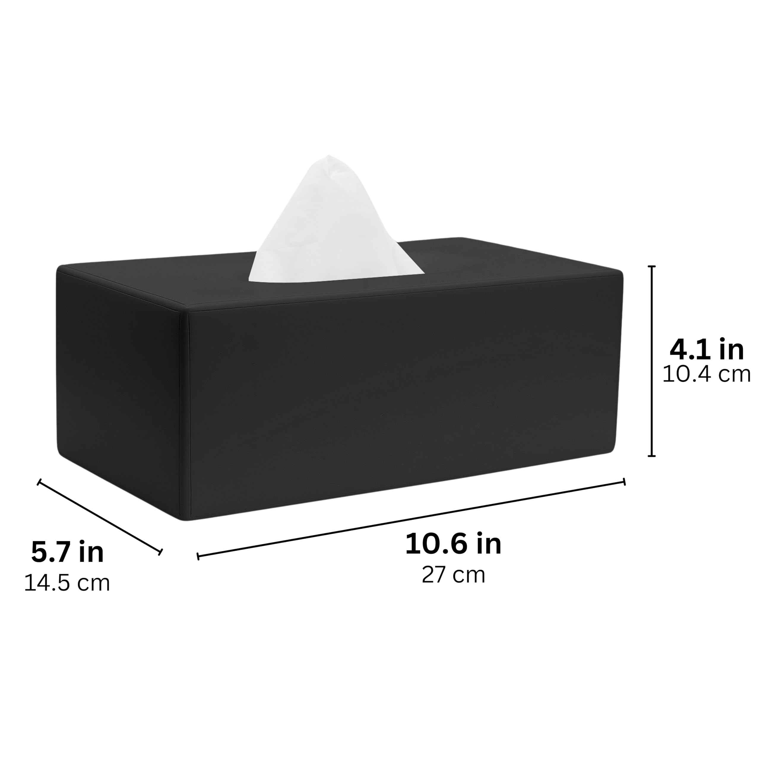 Yew Design Matte Black Tissue Box Cover Rectangular, Facial Tissue Dispenser For Bathroom, Kitchen, Bedroom, Office, Hotel, Rest