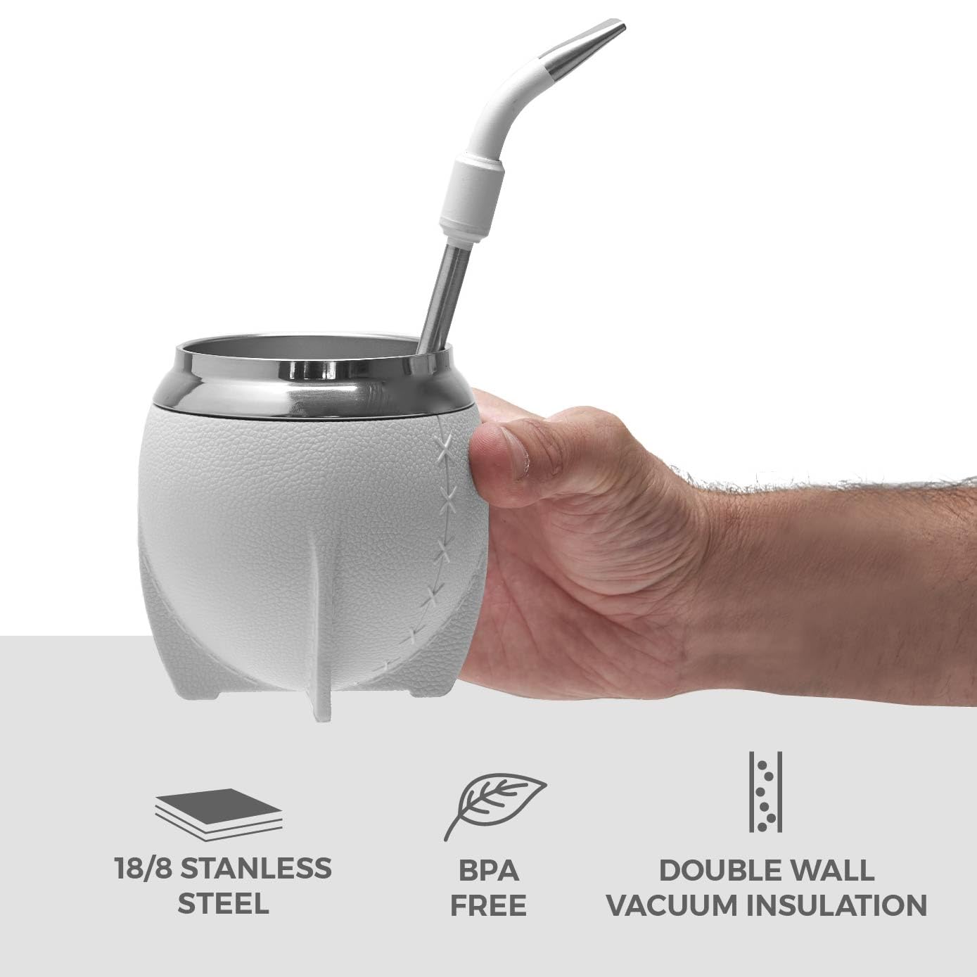Balibetov Yerba Mate Cup And Bombilla Set, Includes Stainless Steel Yerba Mate Gourd, Premium Bombilla Mate And Cleaning Brush (