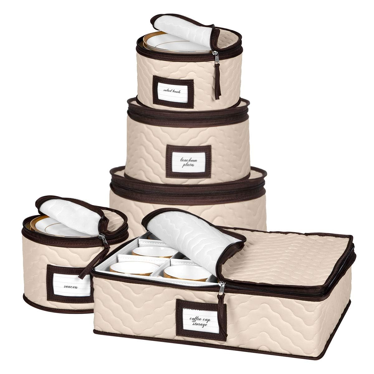 China Storage Containers 5-Piece Set Moving Boxes For Dinnerware, Glasses, Plates, Mugs And Saucers Sturdy Quilted Microfiber Di