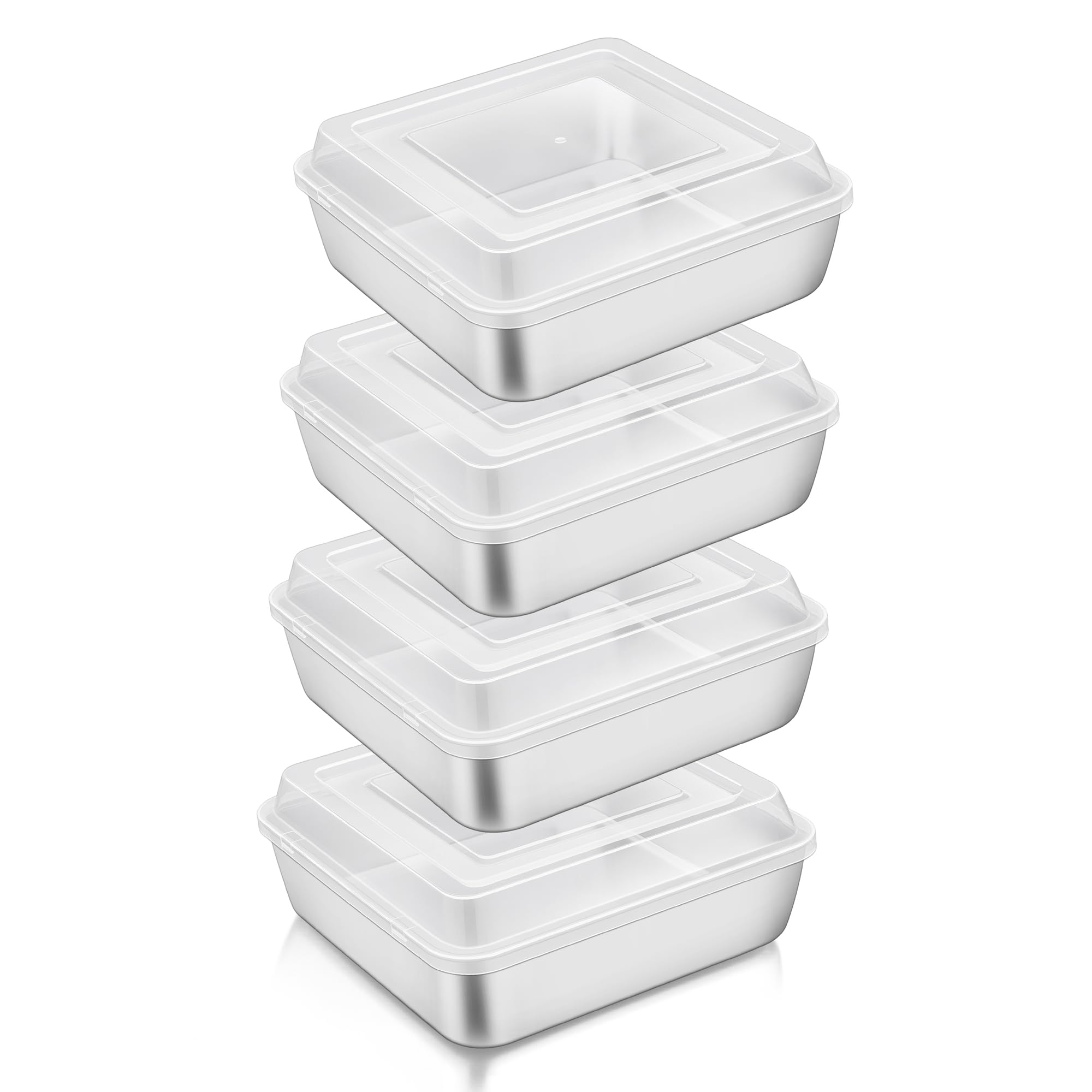 Teamfar Square Cake Pan, 6 Inch Stainless Steel Mini Square Lasagna Brownie Pan With Lid For Baking Roasting, Non-Toxic & Heavy