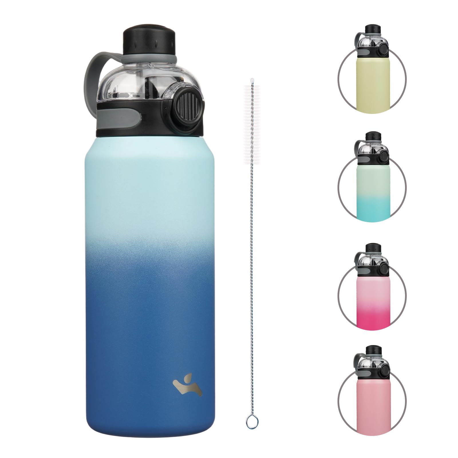Konokyo 32 oz Insulated Stainless Steel Water Bottle with Straw Lid