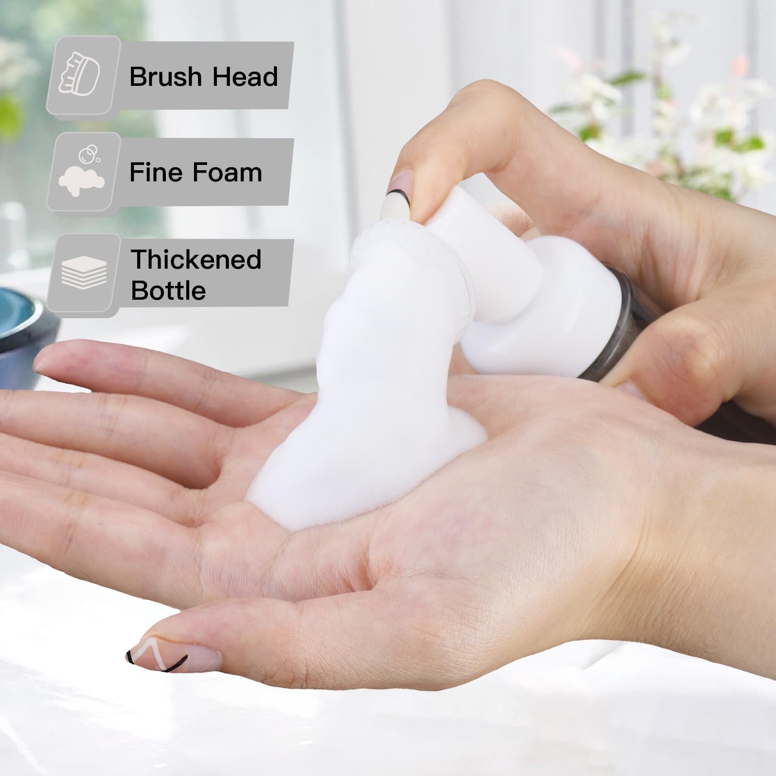 Owlyee 2Oz Foam Bottle (3Pcs) With Brush, Empty Foaming Pump Dispenser For Hand Soap, Lash Cleanser, Shampoo To Travel (60Ml, Bl