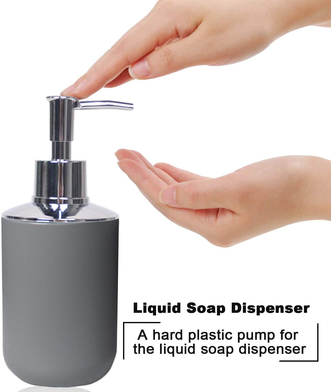 CERBIOR Bathroom Accessories Set Bath Ensemble Includes Soap Dispenser  Toothbrush Holder  Tumbler  Soap Dish for Decorative Countertop and Housewarming Gift Grey