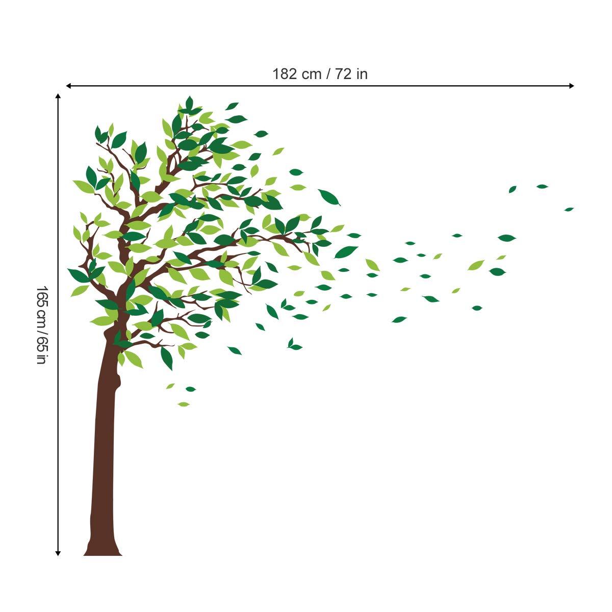 Decalmile Green Tree Wall Stickers Flying Leaves Wall Decals For Home Living Room Bedroom Sofa Backdrop Tv Wall Decoration (Xl,