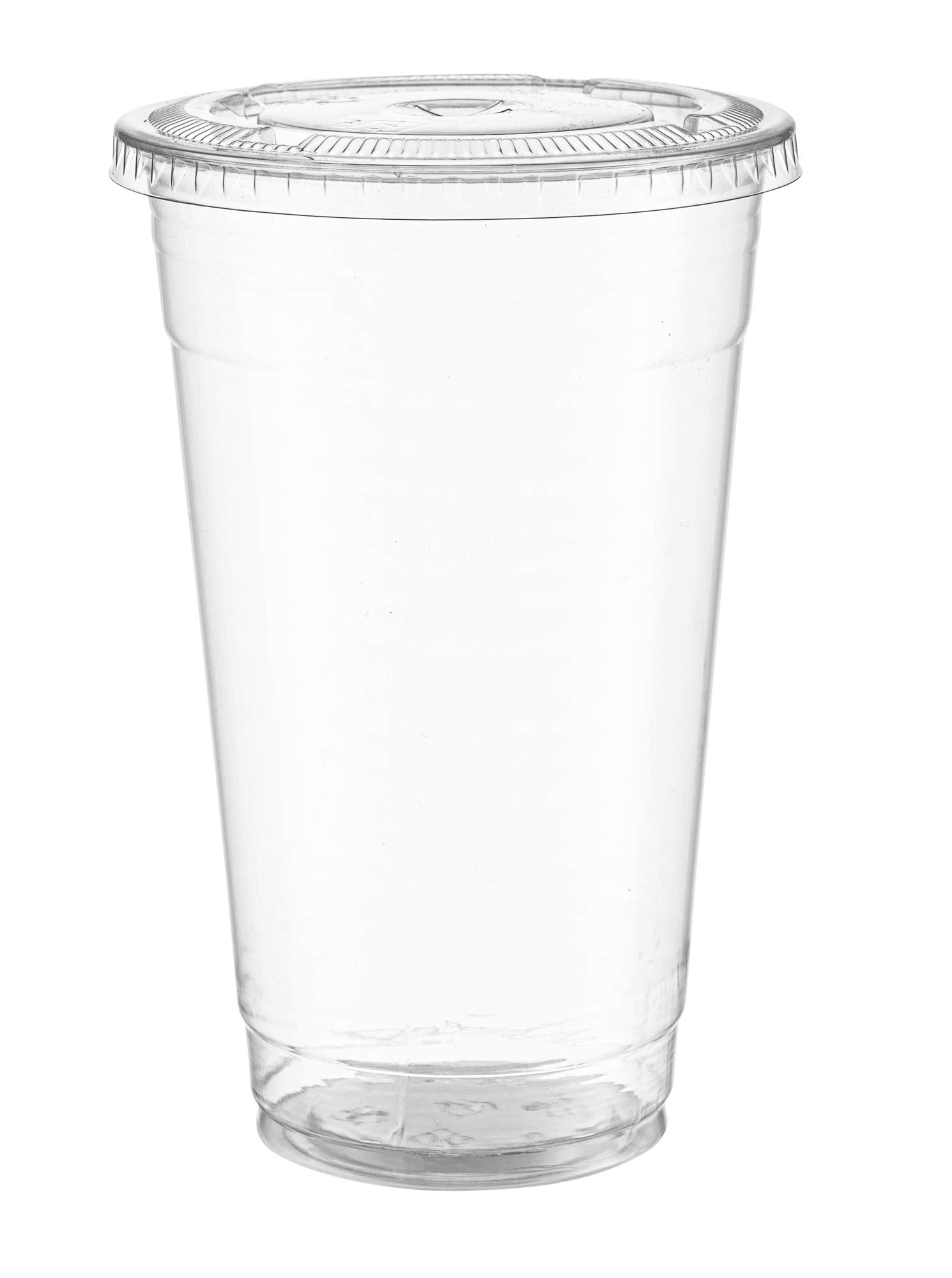 Zeml [100 Sets 24 oz. Plastic Cups With Lids  Smoothie Cups  Milkshake Cups