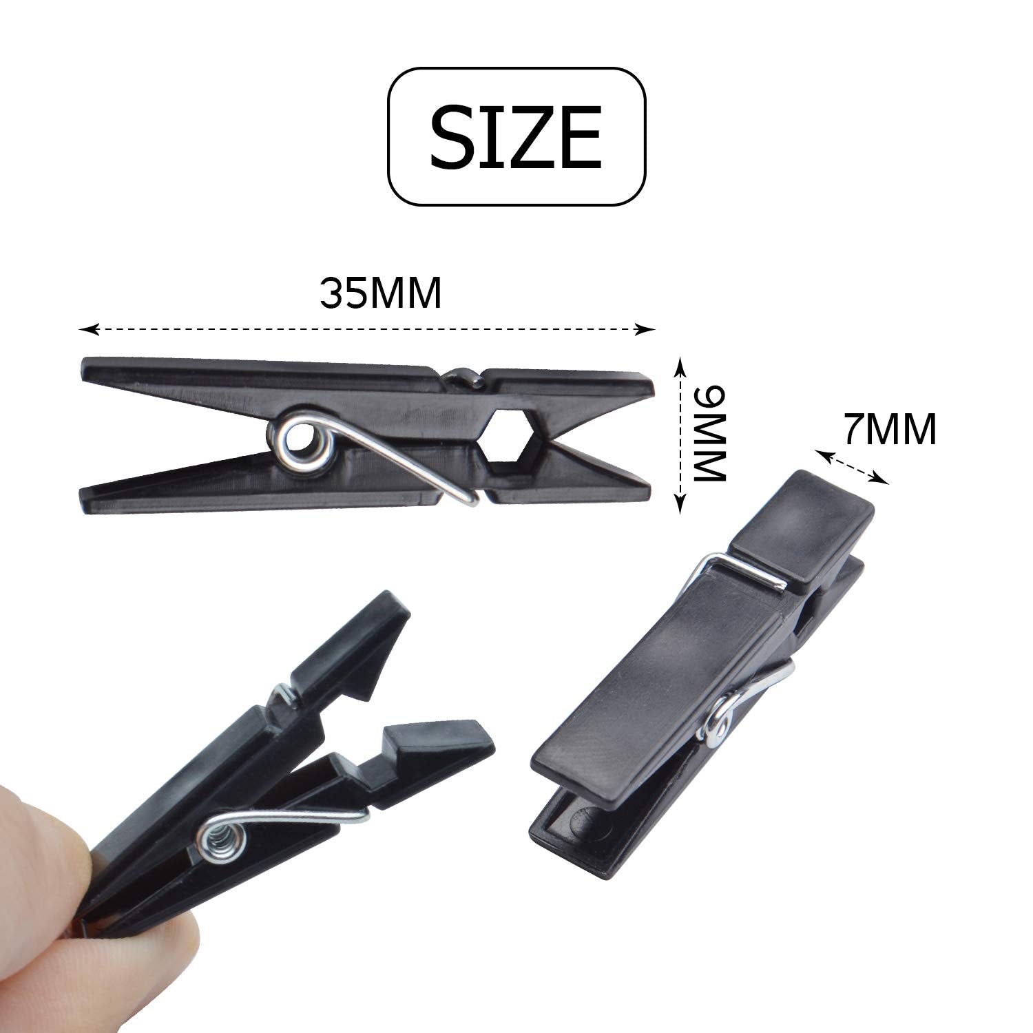 Bronagrand Plastic Mini Clips, 100Pcs Mini Plastic Clips Black Photo Clips Small Clothes Pins Paper Pegs For Photos Pictures Pap