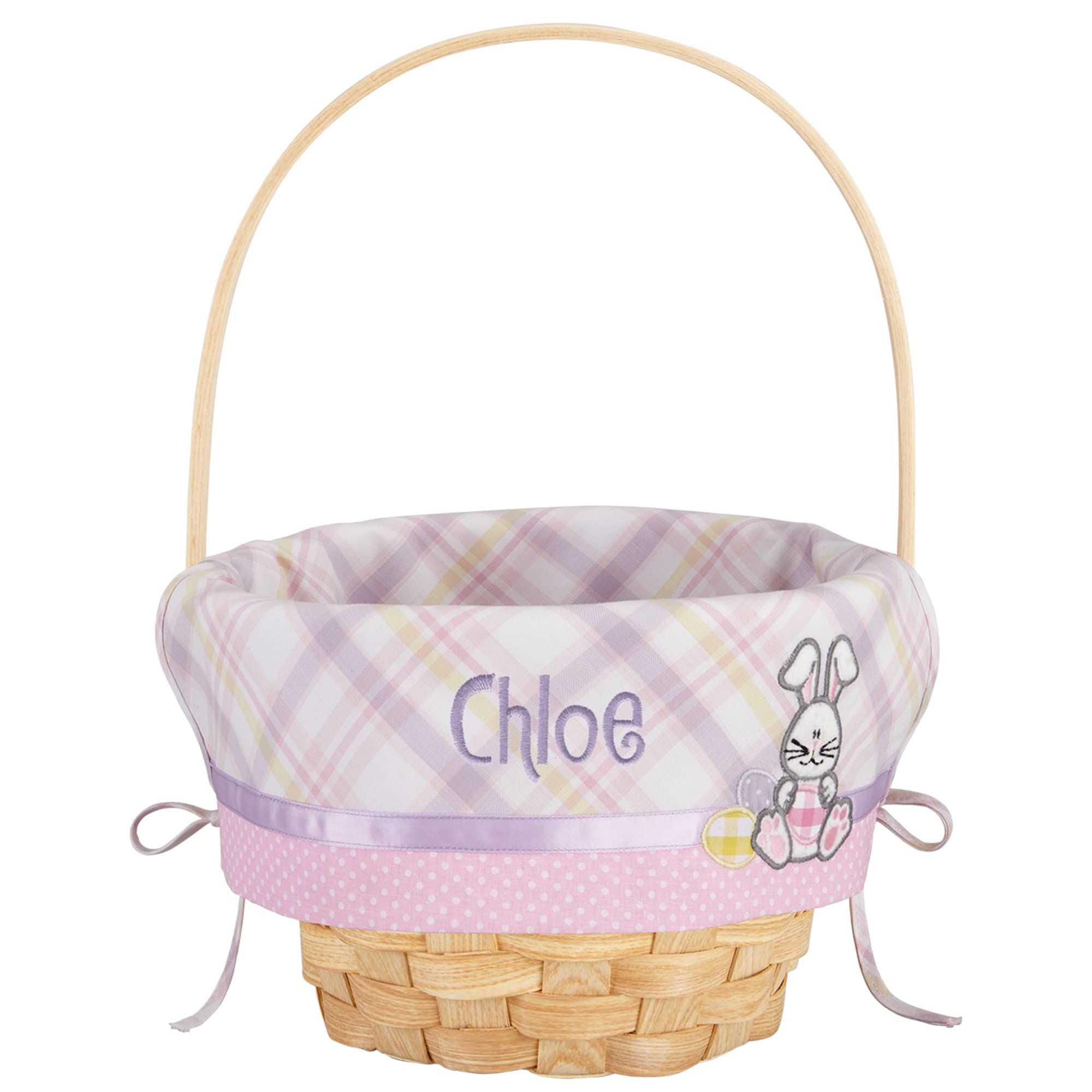 Let'S Make Memories Personalized Create Your Own Wicker Easter Basket - Pink Bunny Design - Basket Only - Customize With Any Nam