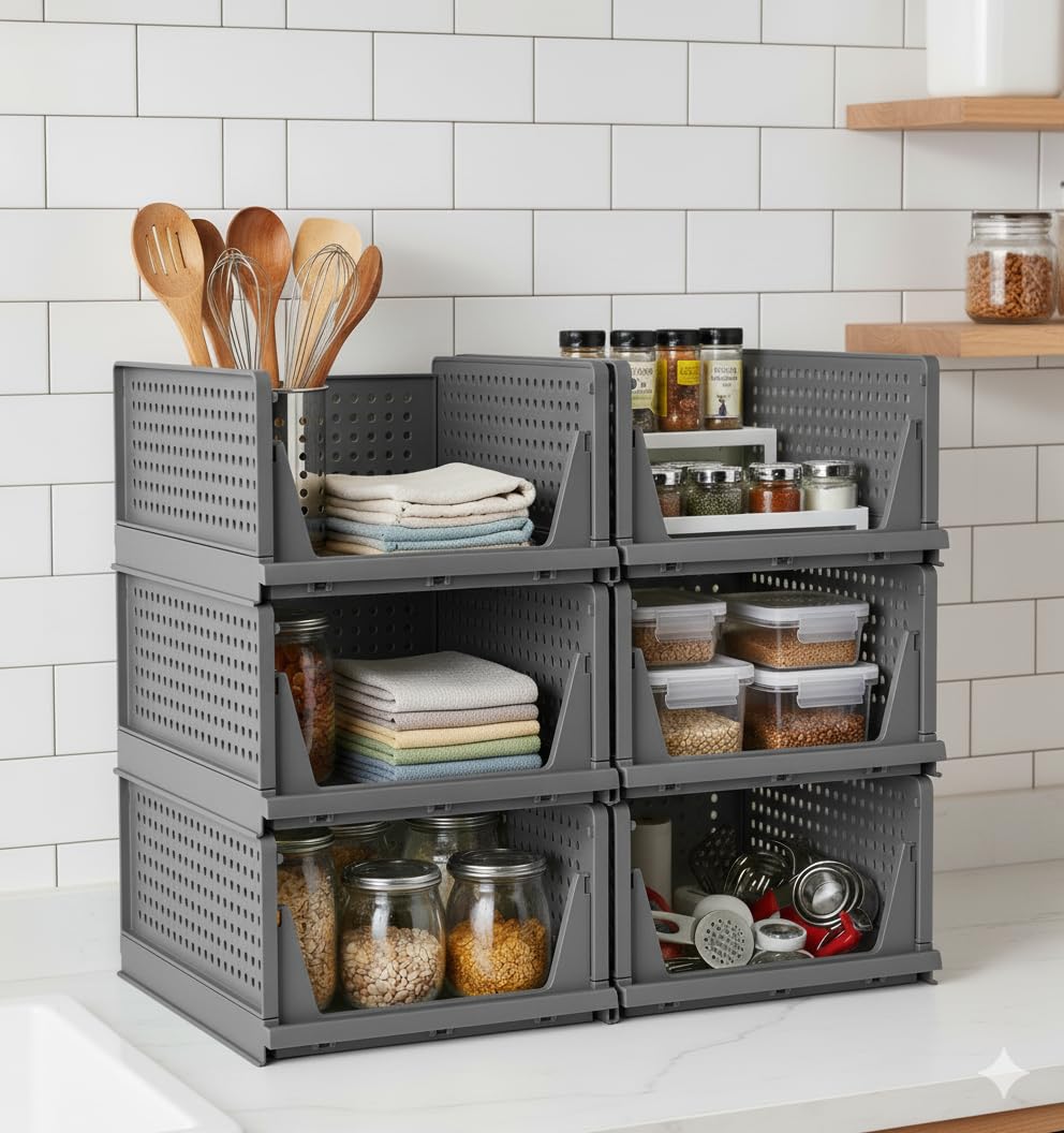Mechdel Stackable And Foldable Wardrobe, Foldable Shirt Storage Stacker, Collapsible Wardrobe, Mounted Closet Storage And Organi