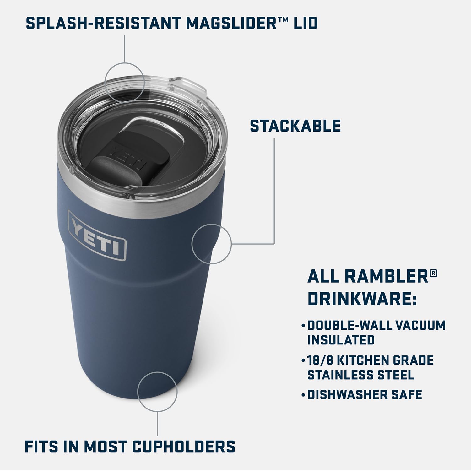 Yeti Rambler 30 Oz Stackable Tumbler, Stainless Steel, Vacuum Insulated With Magslider Lid, Big Wave Blue
