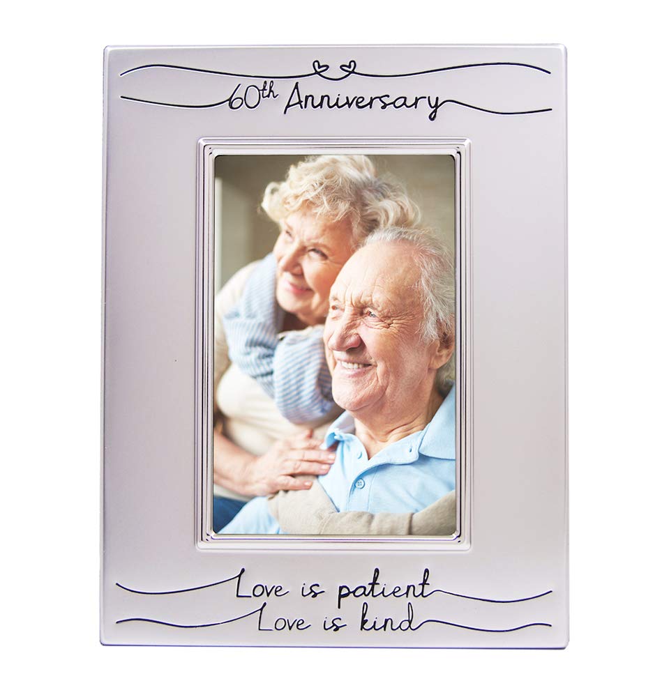Haysom Interiors Beautiful Two Tone Silver Plated 60th Anniversary 4 x 6 Picture Frame with Black Velvet | Unique and Thoughtful