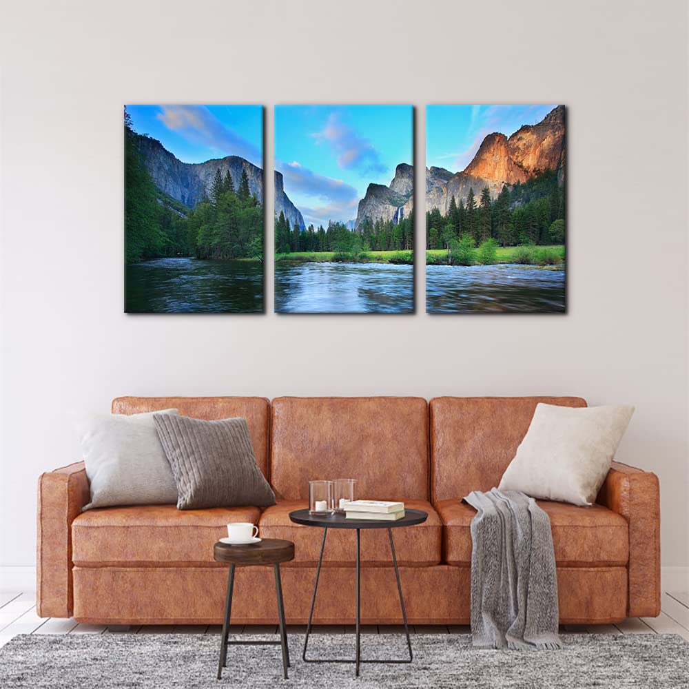 Pacimo Mountain Canvas Wall Art Panorama Of Yosemite Valley Pictures Painting National Park Modern Artwork Lake Nature Landscape