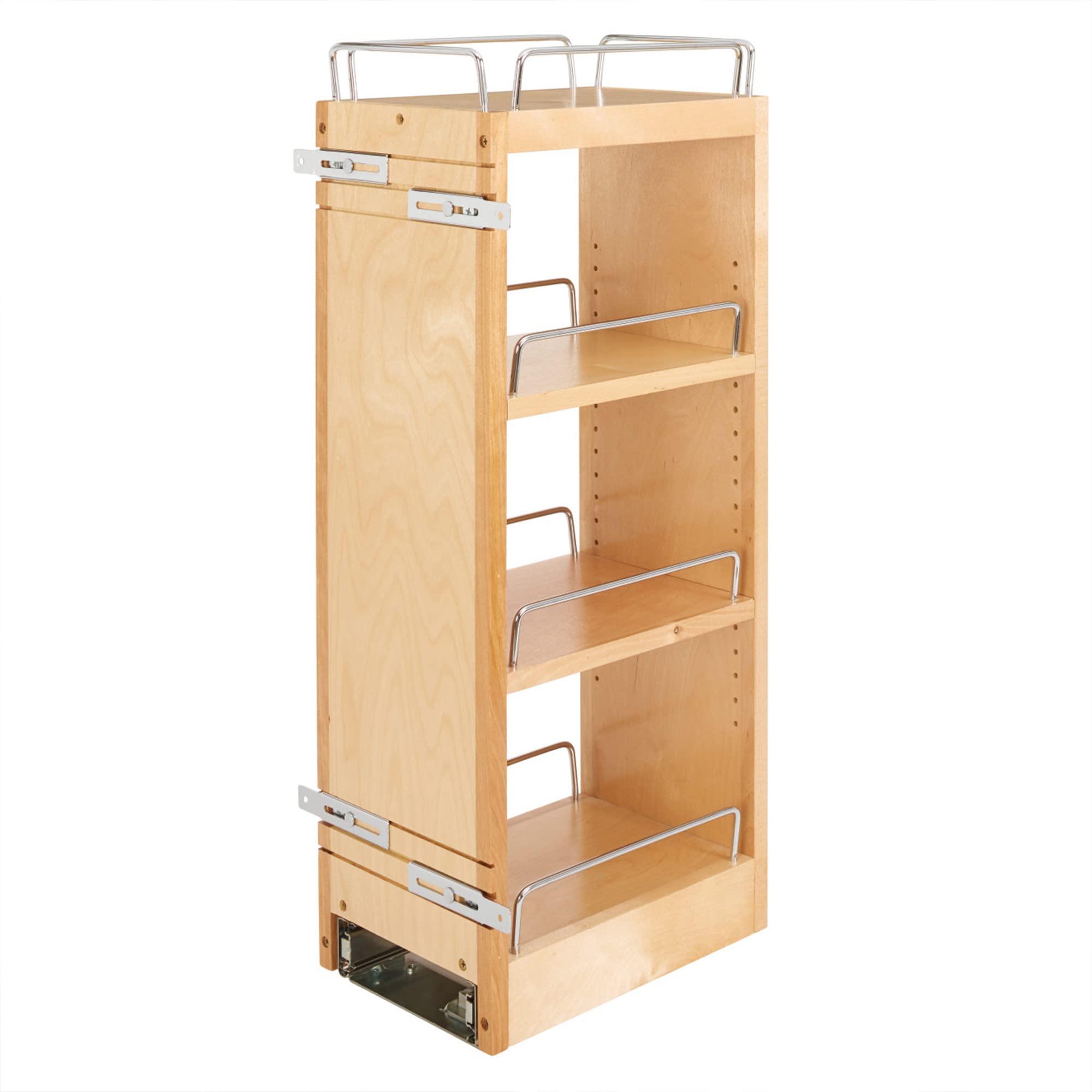 Rev-A-Shelf 8'' Pull Out Shelf Organizer For Kitchen And Bathroom Cabinets, Wooden Slide Out Spice Or Medicine Rack W/Soft-Close