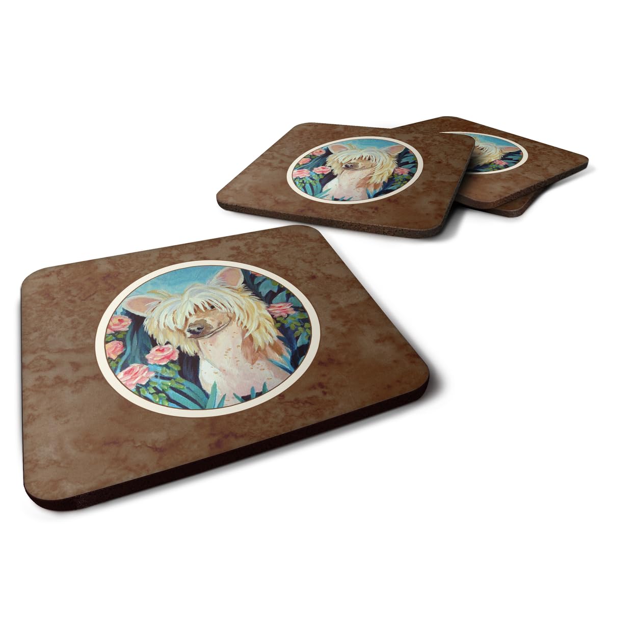 Carolines Treasures Chinese Crested Foam Coasters (Set of 4), 3.5, Multicolor