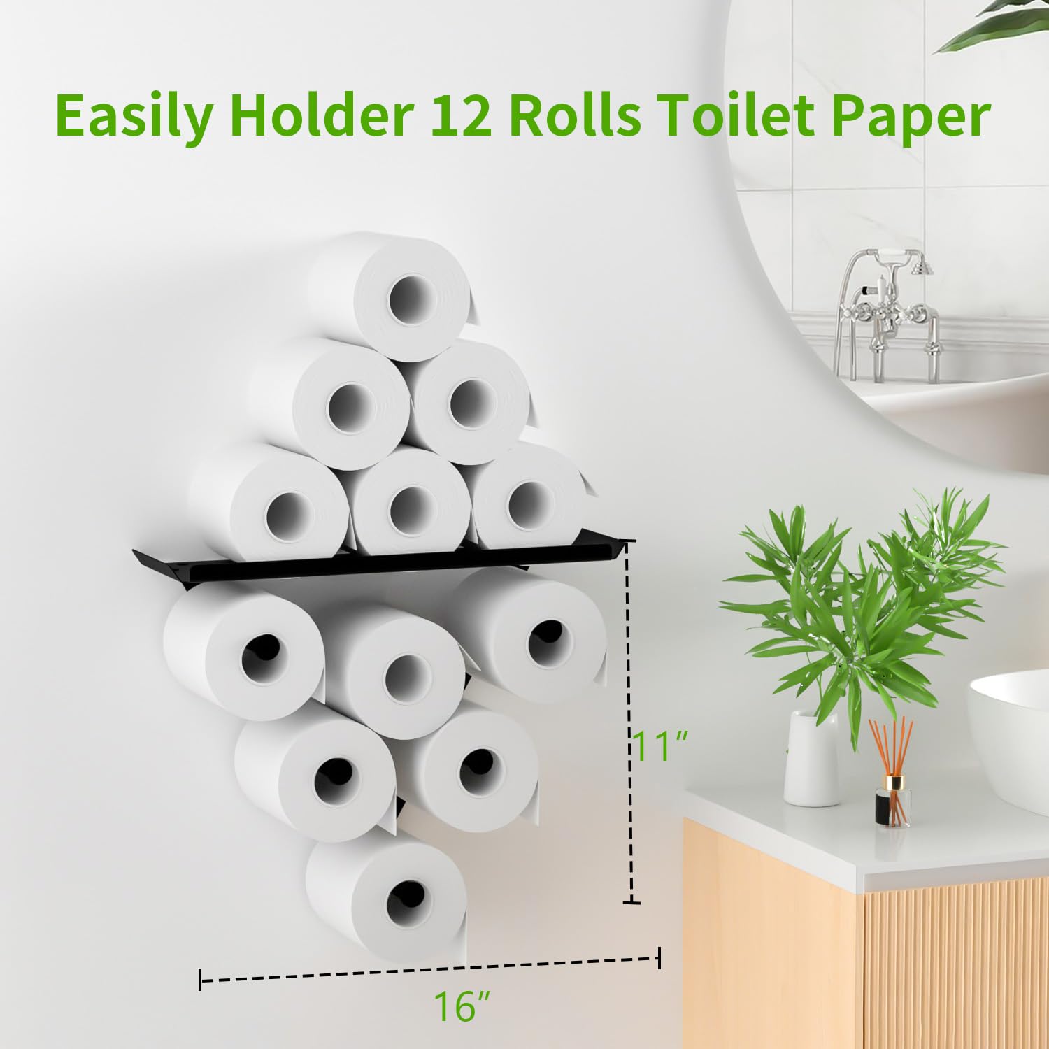 Toilet Paper Holder Rack, Funny Wall Mount Toilet Paper Storage For Extra 12 Rolls, Metal Wall Art Sculpture Bathroom Decor Tiss