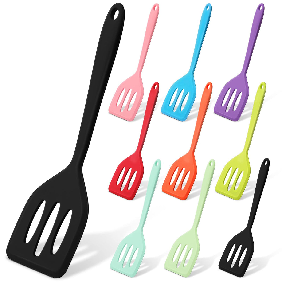 10 Pieces Mini Spatula Bulk Small Silicone Turner Heat Resistant Slotted Spatula Colorful Egg Spatula Flipper Non Stick Cookware