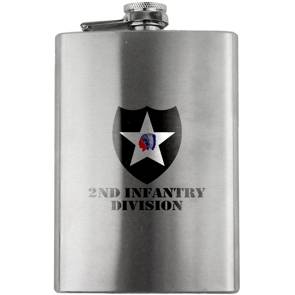 Army 2nd Infantry Division Full Color 8oz. Flask