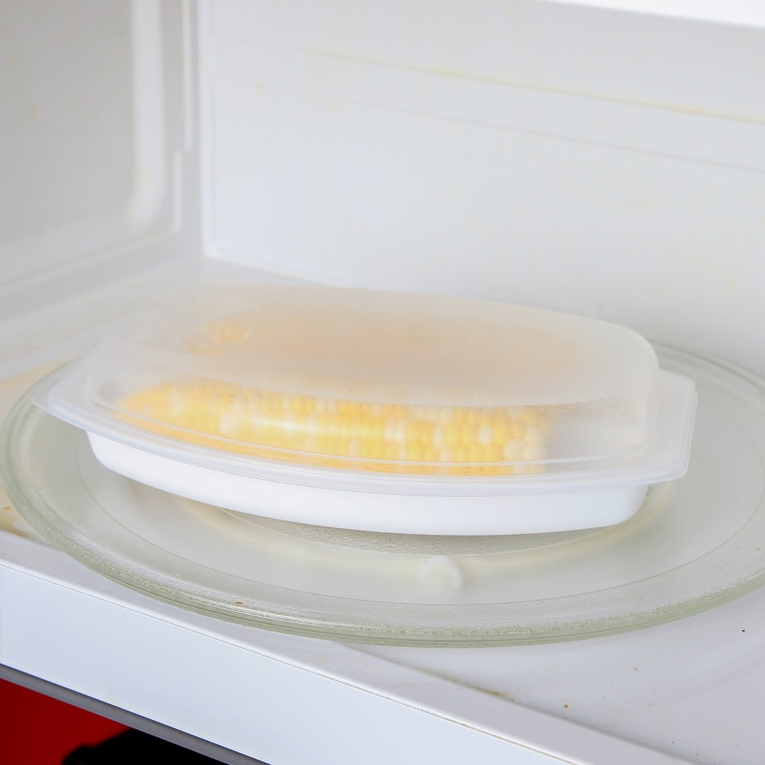 Home-X - Microwave Corn Steamer With Lid, Airtight Lid Steams For Delicious And Perfectly Cooked Corn On The Cob In Minutes