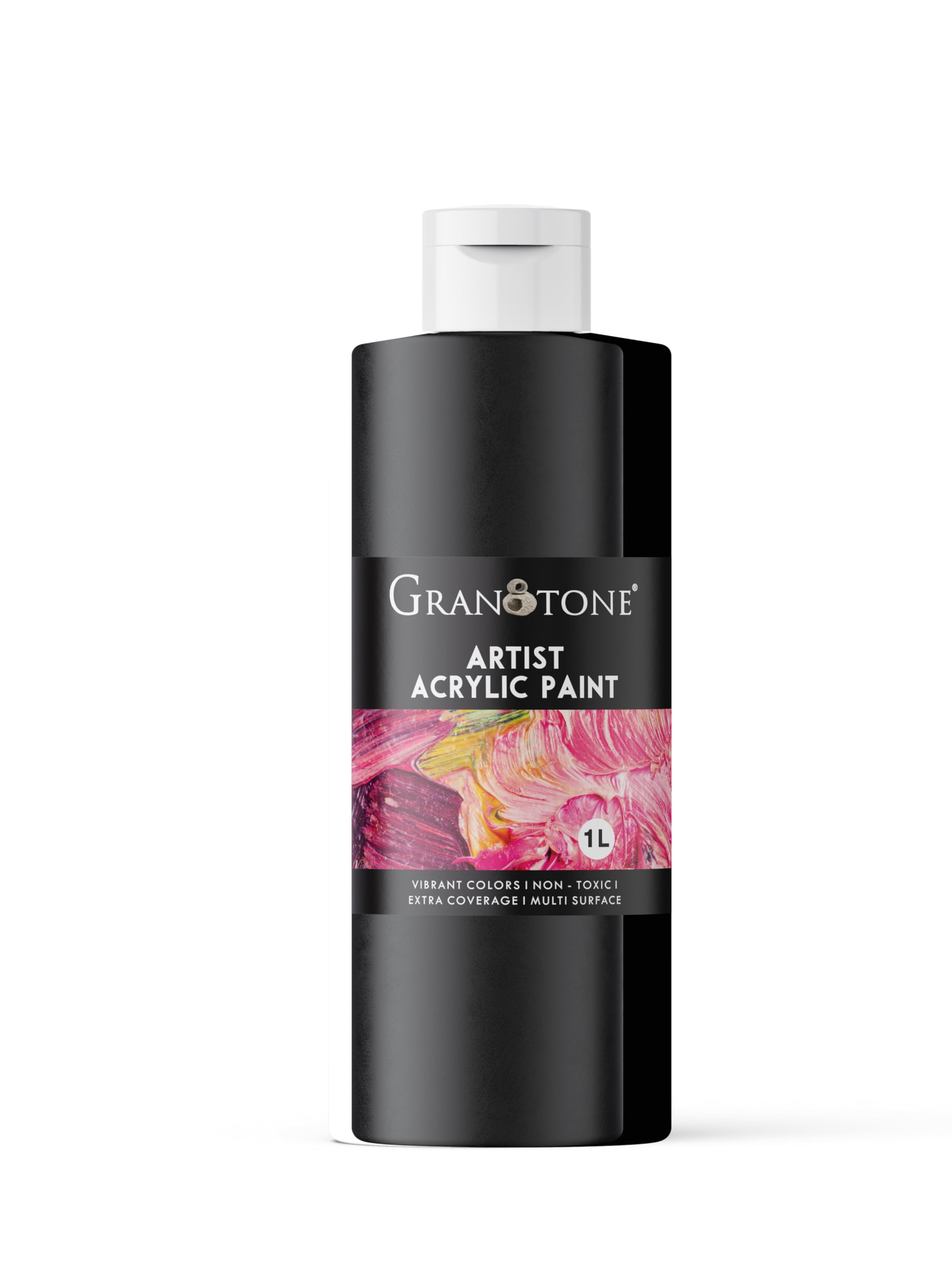 Granotone Acrylic Colour | 1000 Ml (Black) | Rich Pigment, Non-Cracking | Ideal For Art & Craft, Diy Projects | Suitable For Can