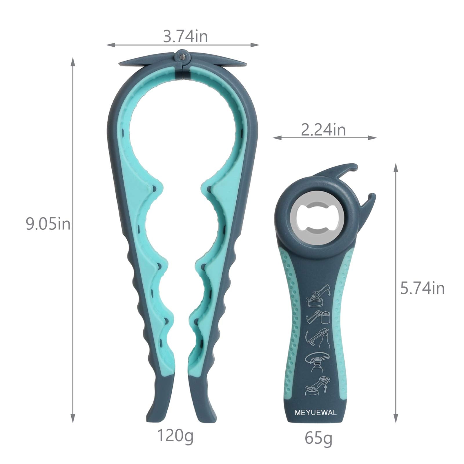 Jar Opener, 5 In 1 Multi Function Can Opener Bottle Opener Kit With Silicone Handle Easy To Use For Children, Elderly And Arthri