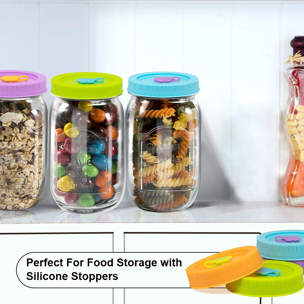 Regular Mouth Mason Jar Lids For Ball, Kerr, Etc With Straw Hole/Straws/Silicone Stoppers/Rings/Clean Brush, Bpa Free Colored Pl