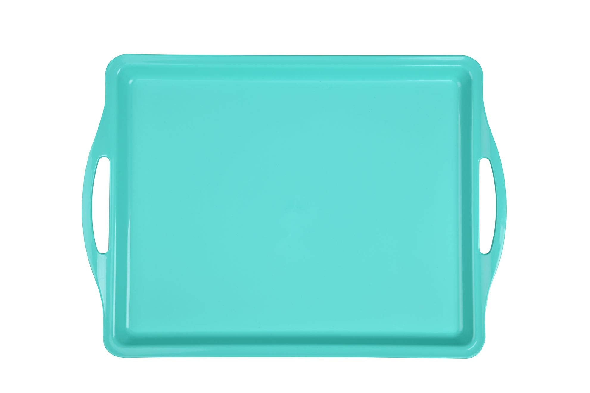 Mintra Home Durable Serving Tray (1Pk, Teal) - Unbreakable, Breakfast, Cafeteria, Fast Food, Handles