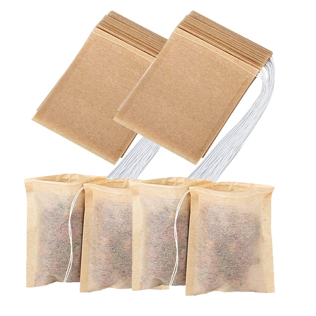 Tea Filter Bags With Free Tea Spoon, Safe & Natural Material, Disposable Tea Infuser For Loose Leaf Tea, Coffee, Spice, Herbs (1