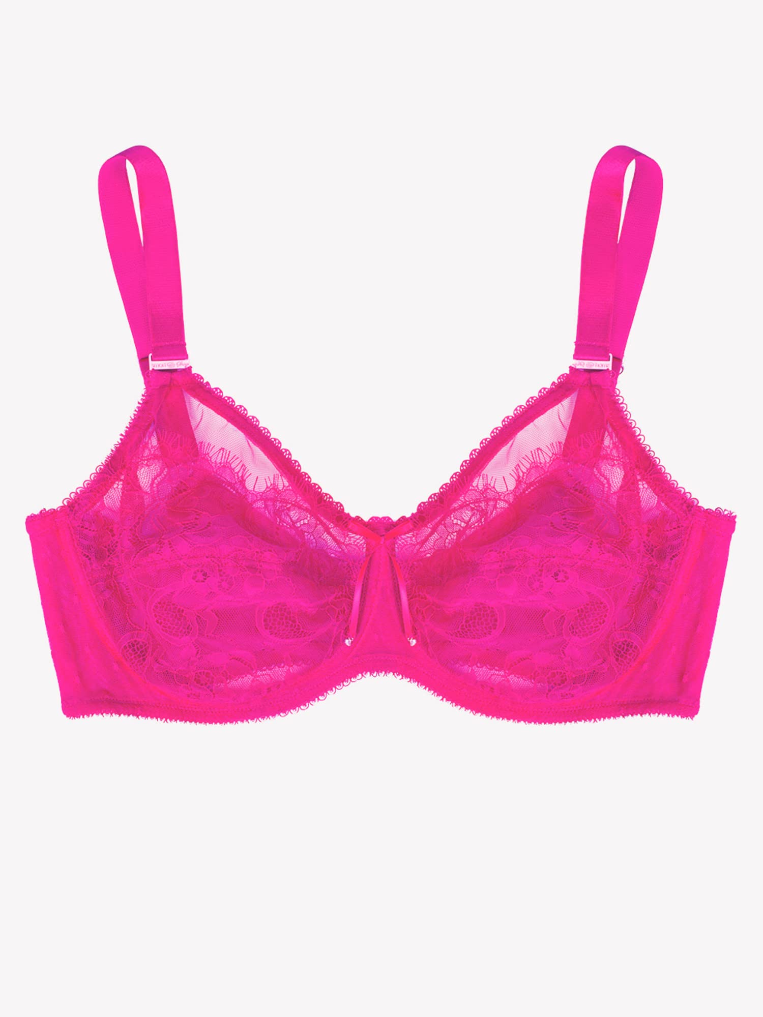 Smart  Sexy Womens Plus-Size Lace Mesh Unlined Underwire Full Coverage Bra, Medium Pink, 36C