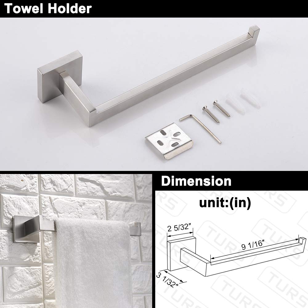 TURS Bathroom Hardware Set Brushed Towel Bar Set Stainless Steel Bathroom Accessories Towel Holder Sets Wall Mounted