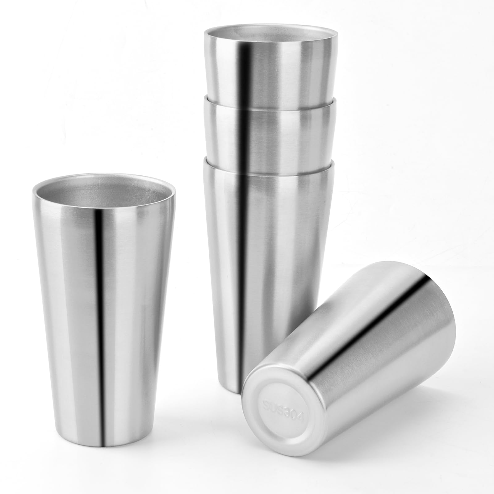 HOEGMST 5 Pack 18.6oz Stainless Steel Insulated Cup, Double Wall Vacuum Small Metal Cup, Reusable Camping Cups Unbreakable Indoo