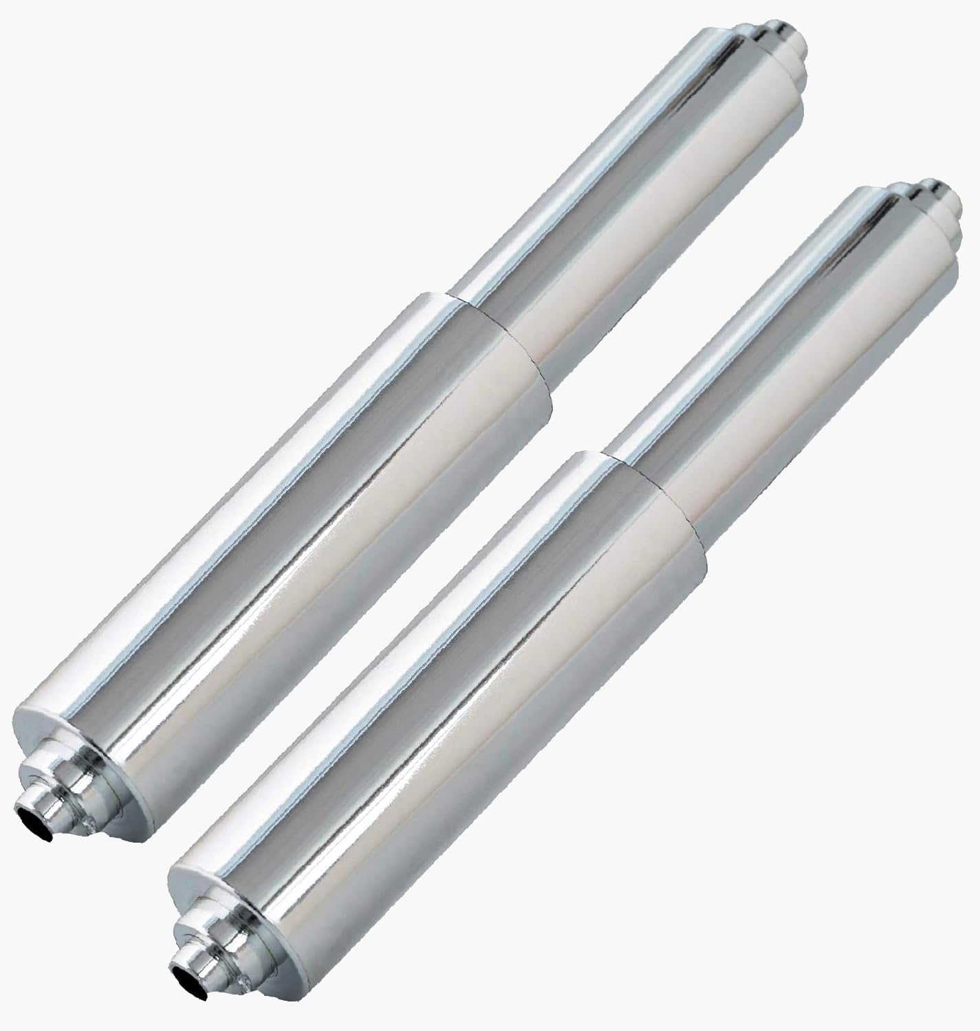 TuoxinEM 2 Pieces Universal Plastic Spring Loaded Toilet Paper Holder Roller Replacement, Tapered Ends, Chrome (Silver)
