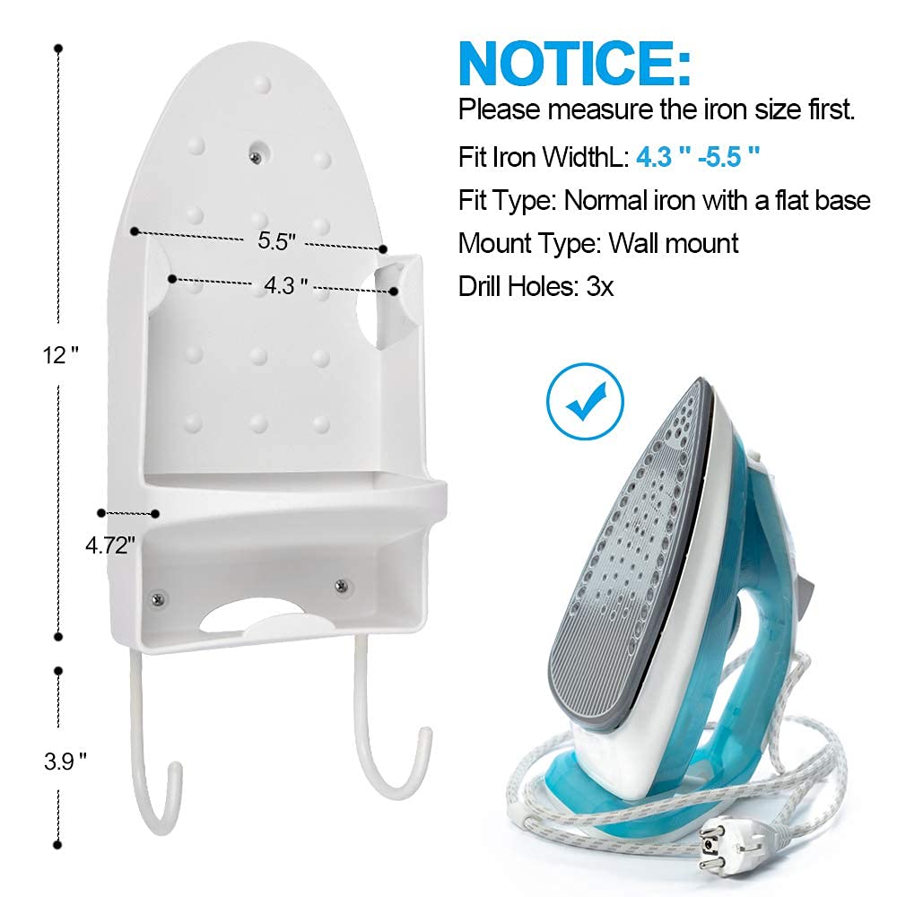 Ironing Board Hanger Wall Mount Iron Hanger Ironing Board Rack Electric Iron Holder Household Bathroom Shelf - For Max 5 Inch Wi