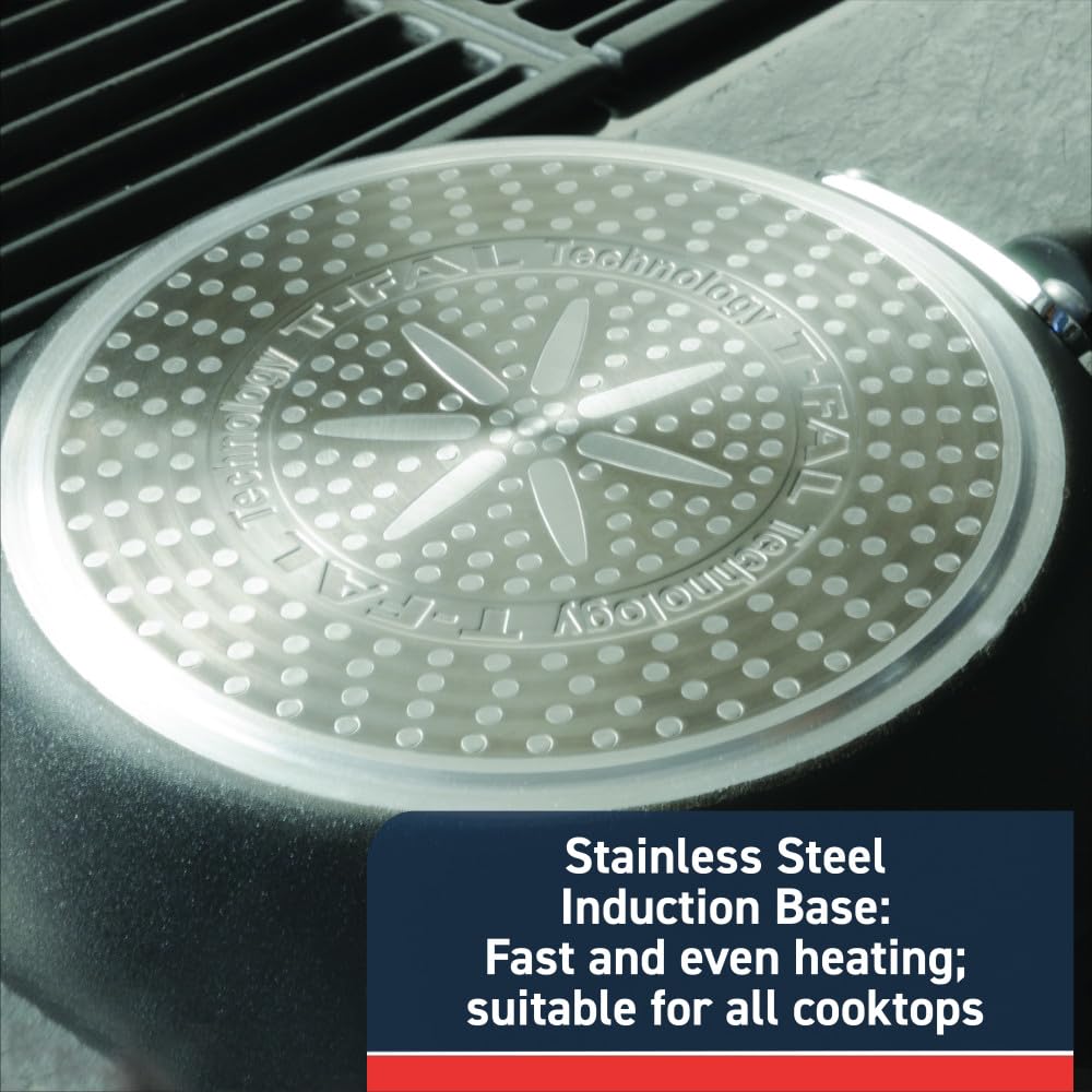 T-Fal Experience Nonstick Fry Pan 12.5 Inch, Induction, Oven Broiler Safe 400F, Non Stick Frying Pan, Skillet, Kitchen Egg Pan,