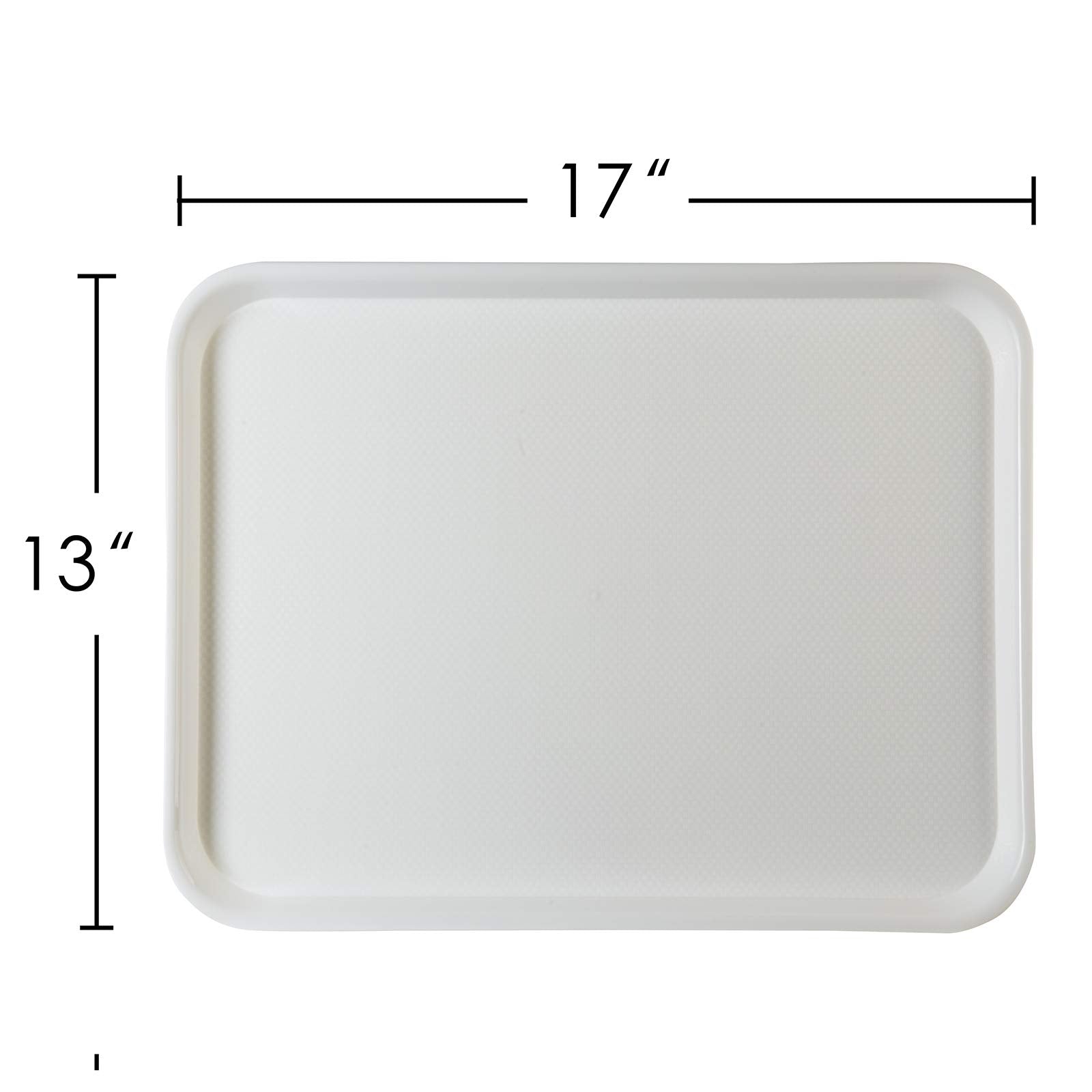Eslite Rectangular Plastic Serving Trays Fast Food Serving Cafeteria Trays 17''X13'' Set of 6(White)