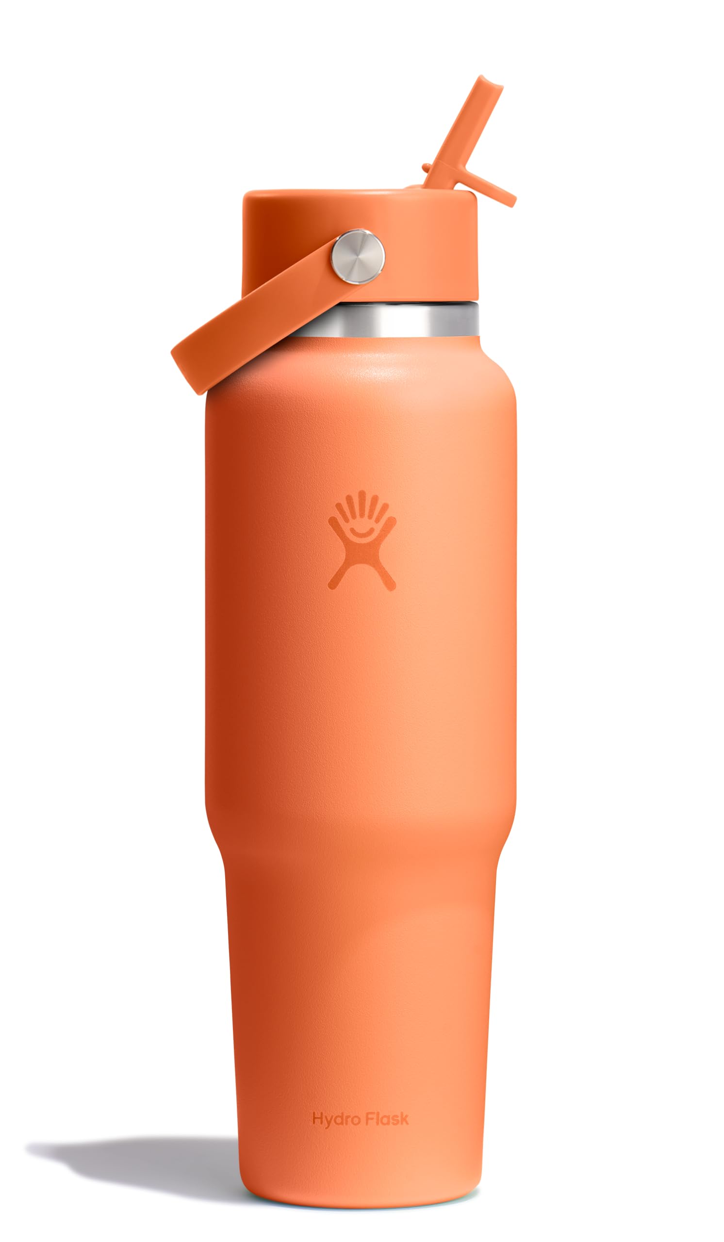 Hydro Flask Travel Water Bottle - Insulated Stainless Steel - Wide Straw Lid, Non Spill, Leakproof in 40 Oz Nectar Orange