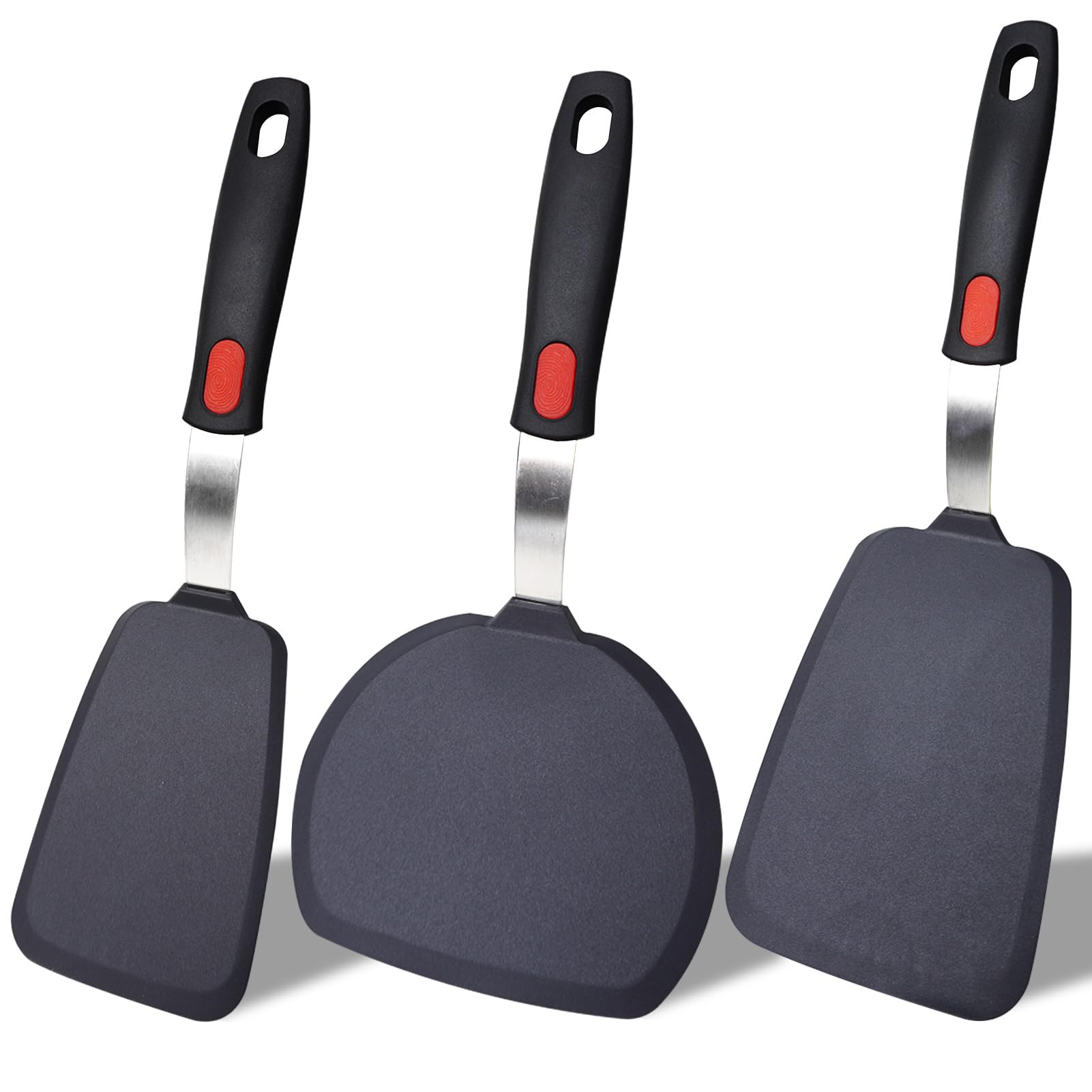 TOTDTDA 3Pack Large Silicone Spatula Turners for Nonstick Cookware