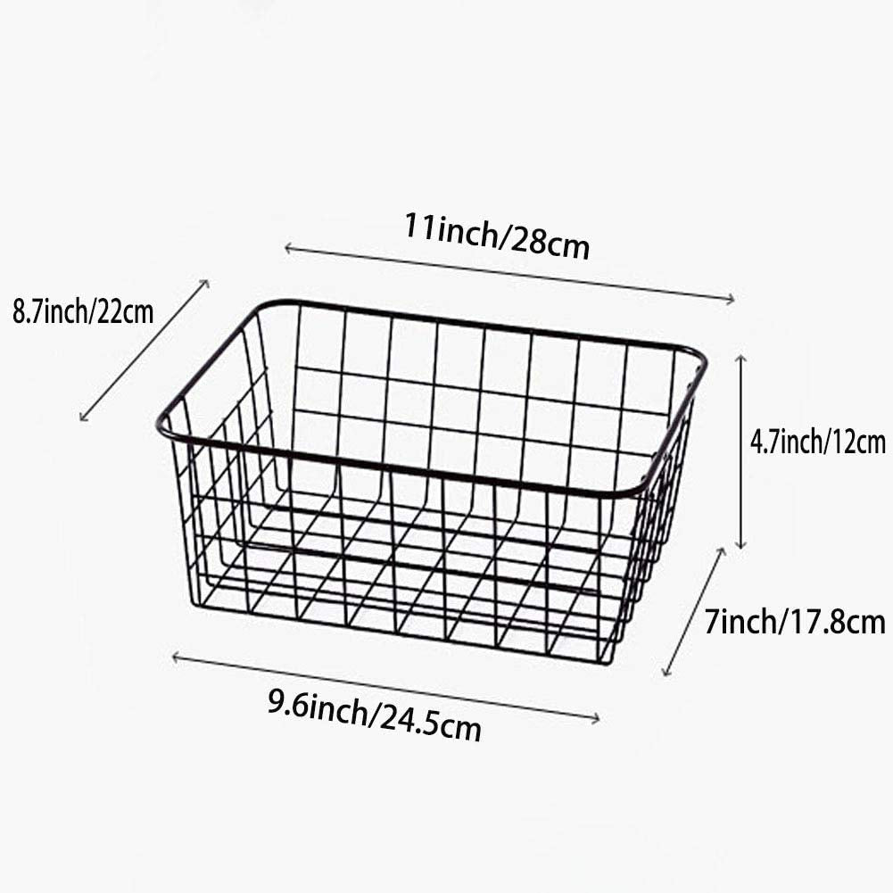 Aeggplant Kitchen Wire Baskets Farmhouse Decor Metal Food Storage Organizer, Household Refrigerator Bin With Built-In Handles Fo